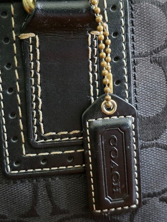 Coach 10532 Hamptons Signature Satchel Black Jacquard Leather Bag Y2K