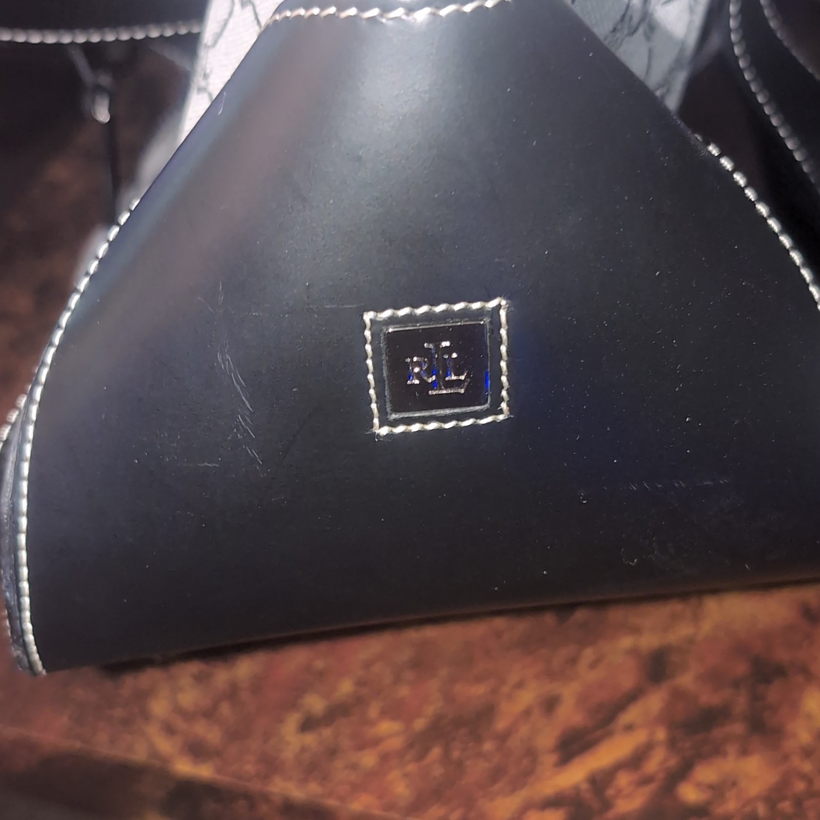Ralph Lauren RL Monogram Large Tote Gray/Black Zip, Detachable Strap