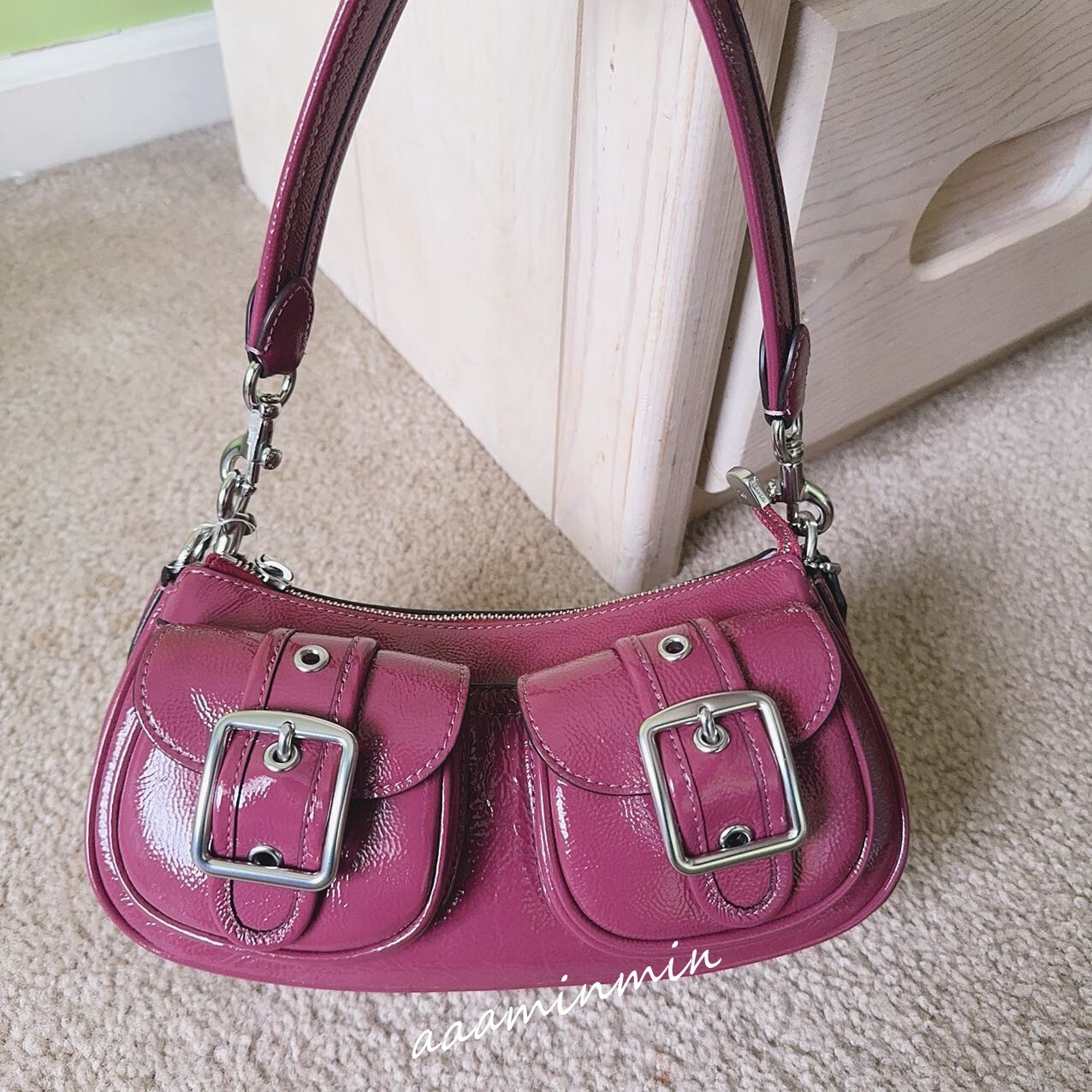 NWT Coach Ashton Baguette Bag CV943-novelty leather/Silver/Pink