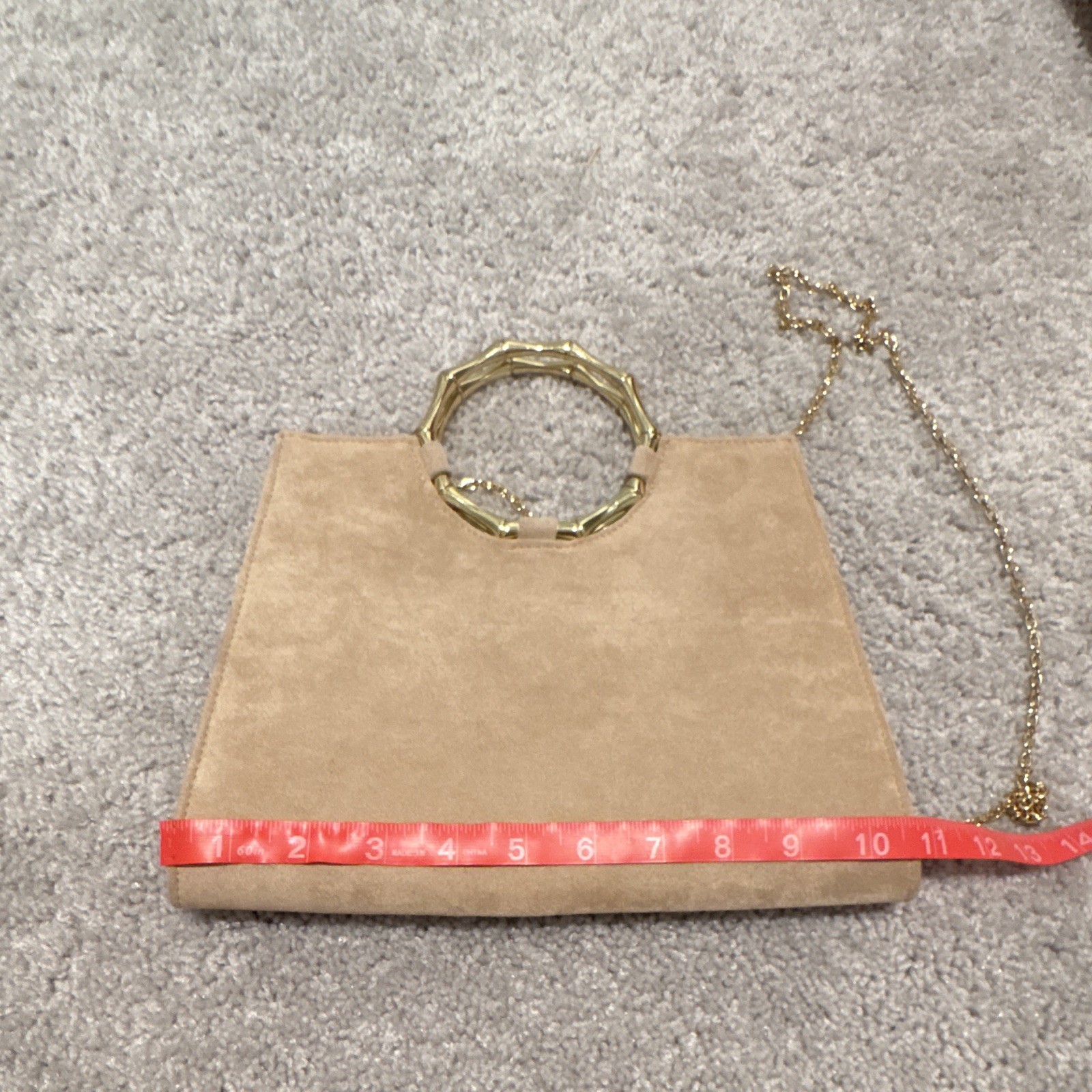 Charming Tailor Beige Medium Satchel Top Handle Detachable Chain Strap Gold