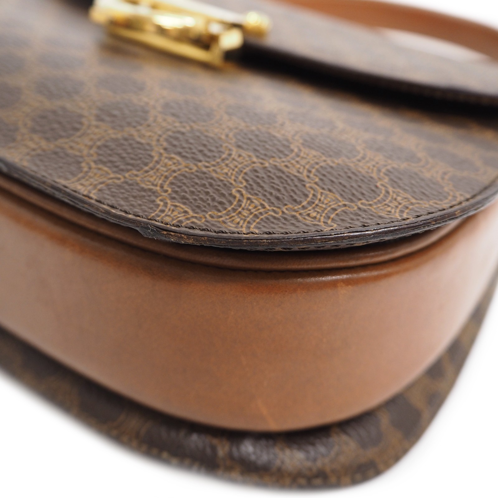 CELINE Macadam Canvas Brown PVC Leather 2Way Shoulder Bag Handbag #64 Rise-on