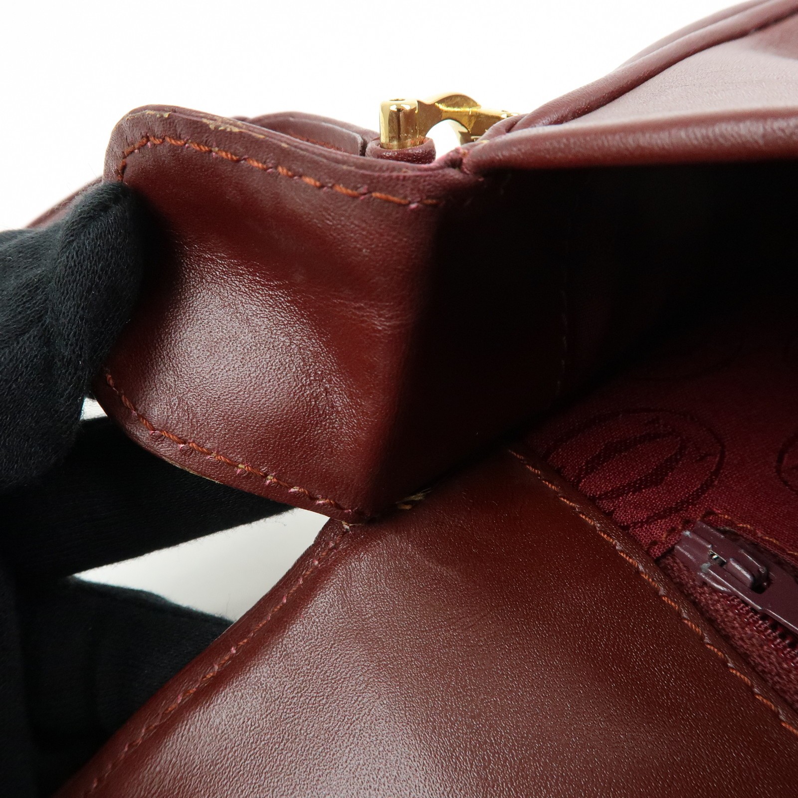 Cartier Must de Cartier Leather Shoulder Bag Crossbody Bag Bordeaux Used F/S