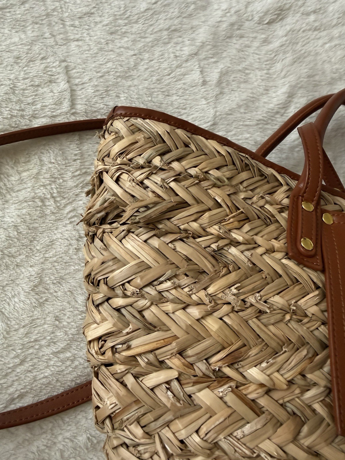Jacquemus Le Panier Soli Straw Basket Tote Bag Brown Leather Crossbody