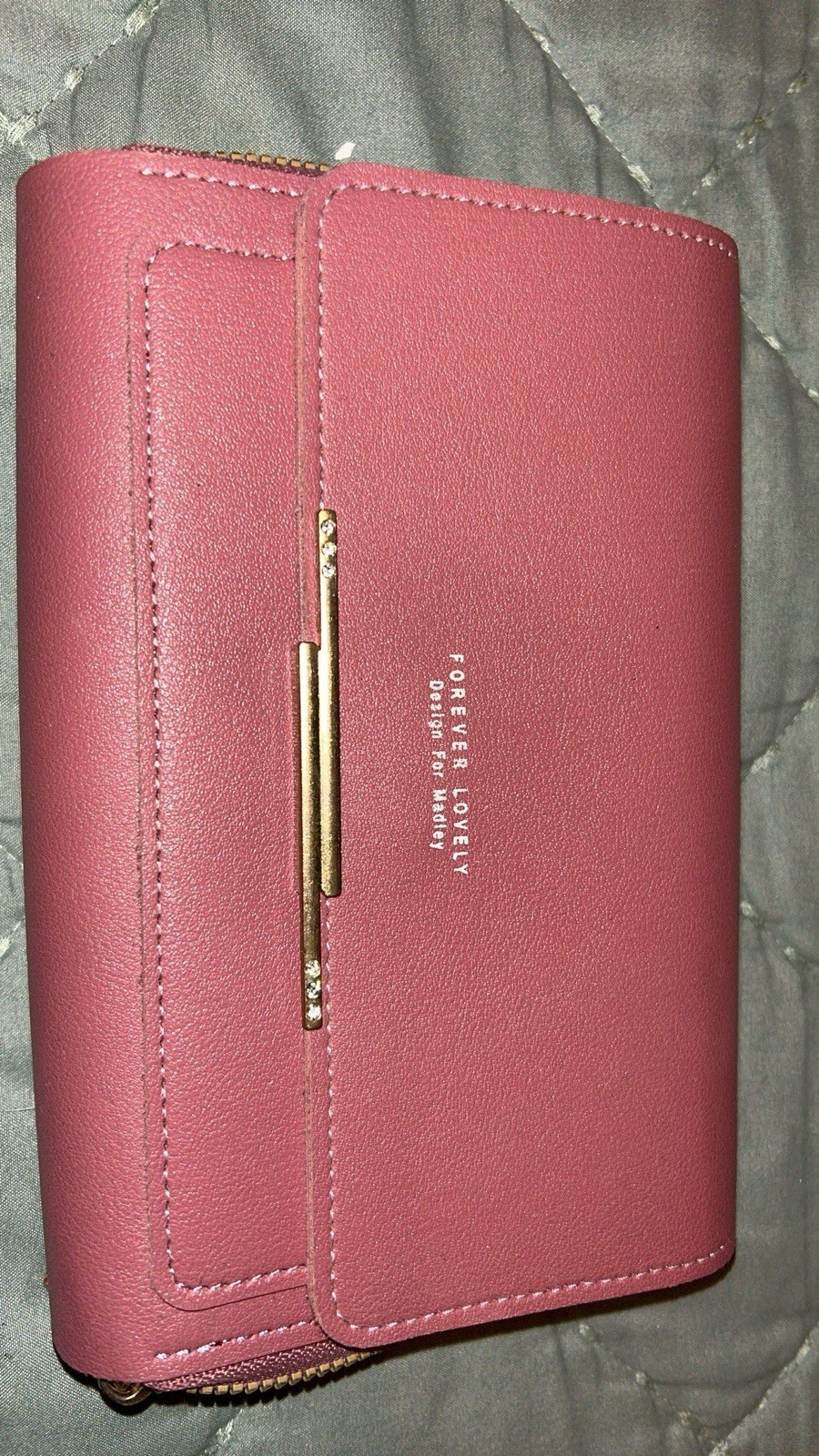Forever Lovely Pink Shoulder Bag with Detachable Strap, Card Slots, Metal Accent