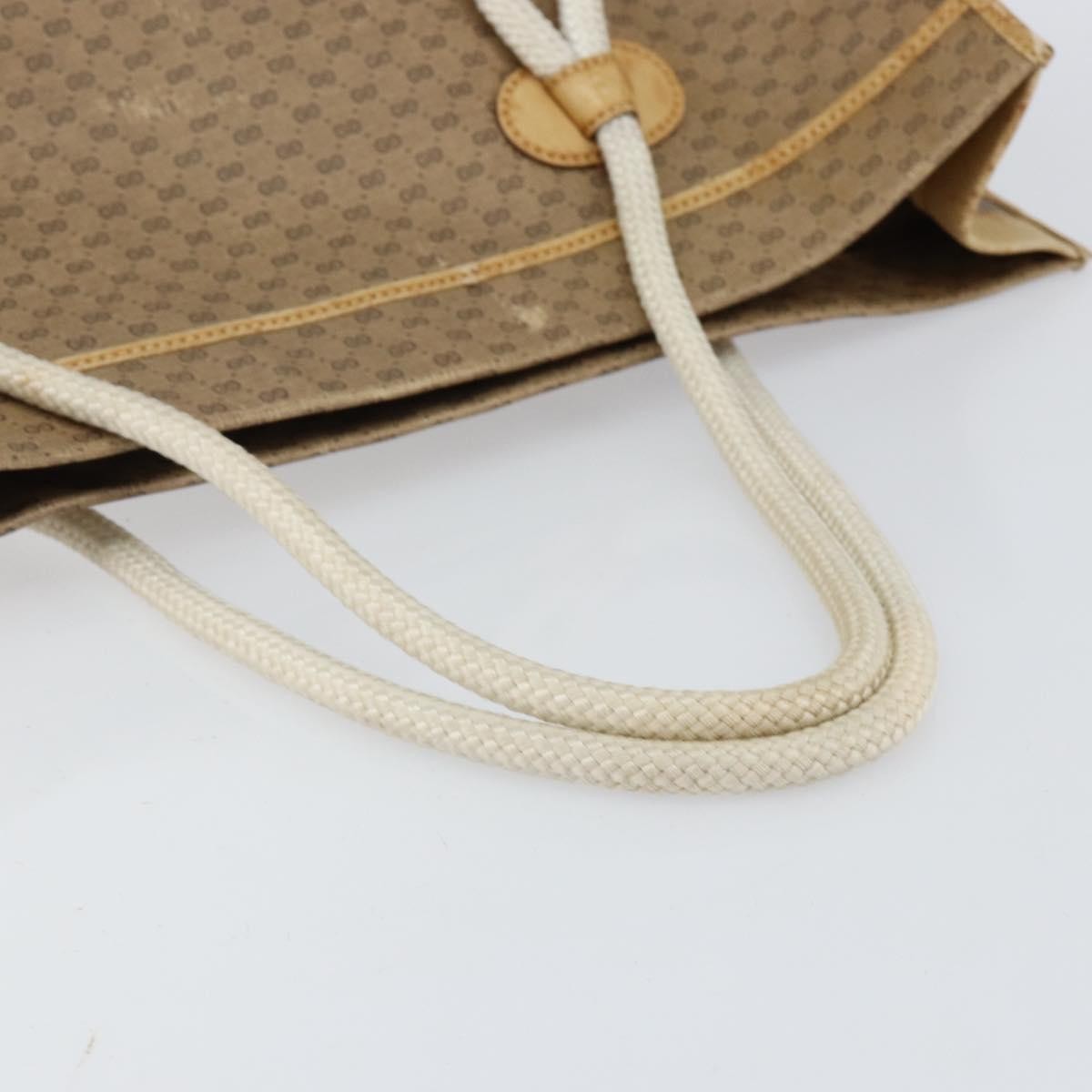 GUCCI Micro GG Supreme Tote Bag PVC Beige Gold Auth am9689