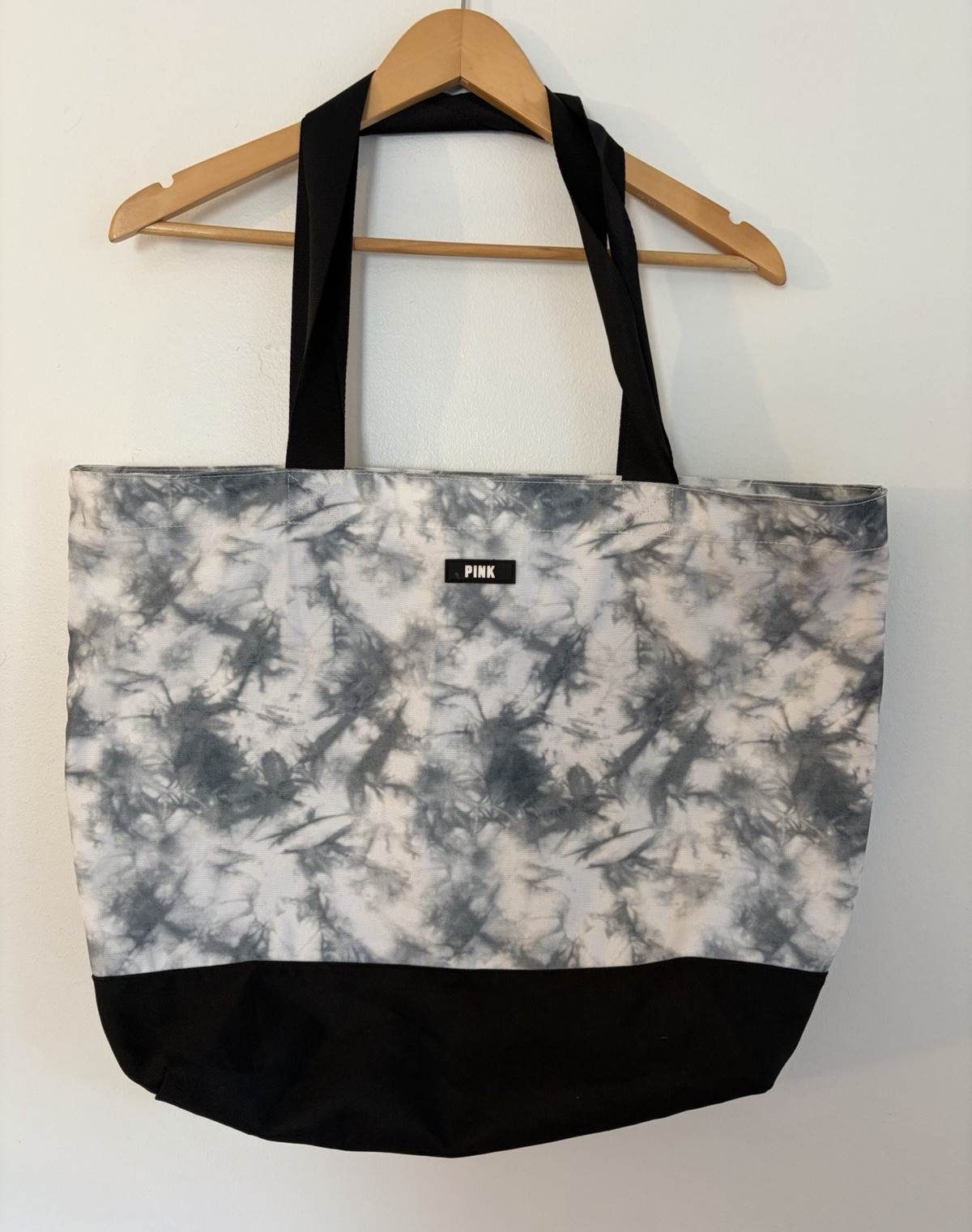 Victoria’s Secret PINK Tie Dye Gray/Black Tote Bag Logo