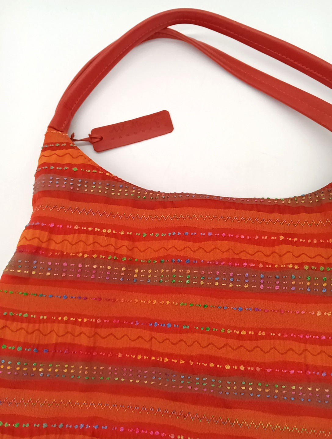 Art Mosaique Large Colorful Boho Handbag Embroidered Stripe Pattern Brazil