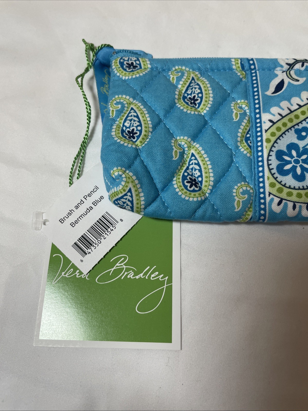 Vera Bradley Bermuda Blue Paisley Brush & Pencil Case Cosmetic NWT *RARE* 9×4