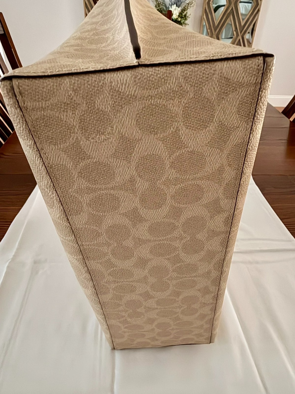Coach Mollie Tote Bag Signature Canvas C2539 CV967 Light Khaki Saddle Sand Taupe