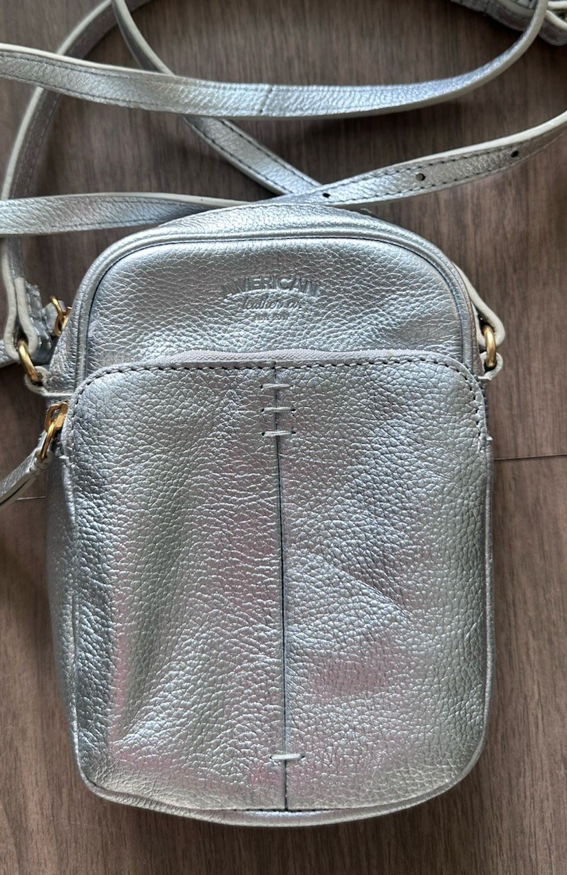 American Leather Co. Cleveland Mini Crossbody In Silver Metallic