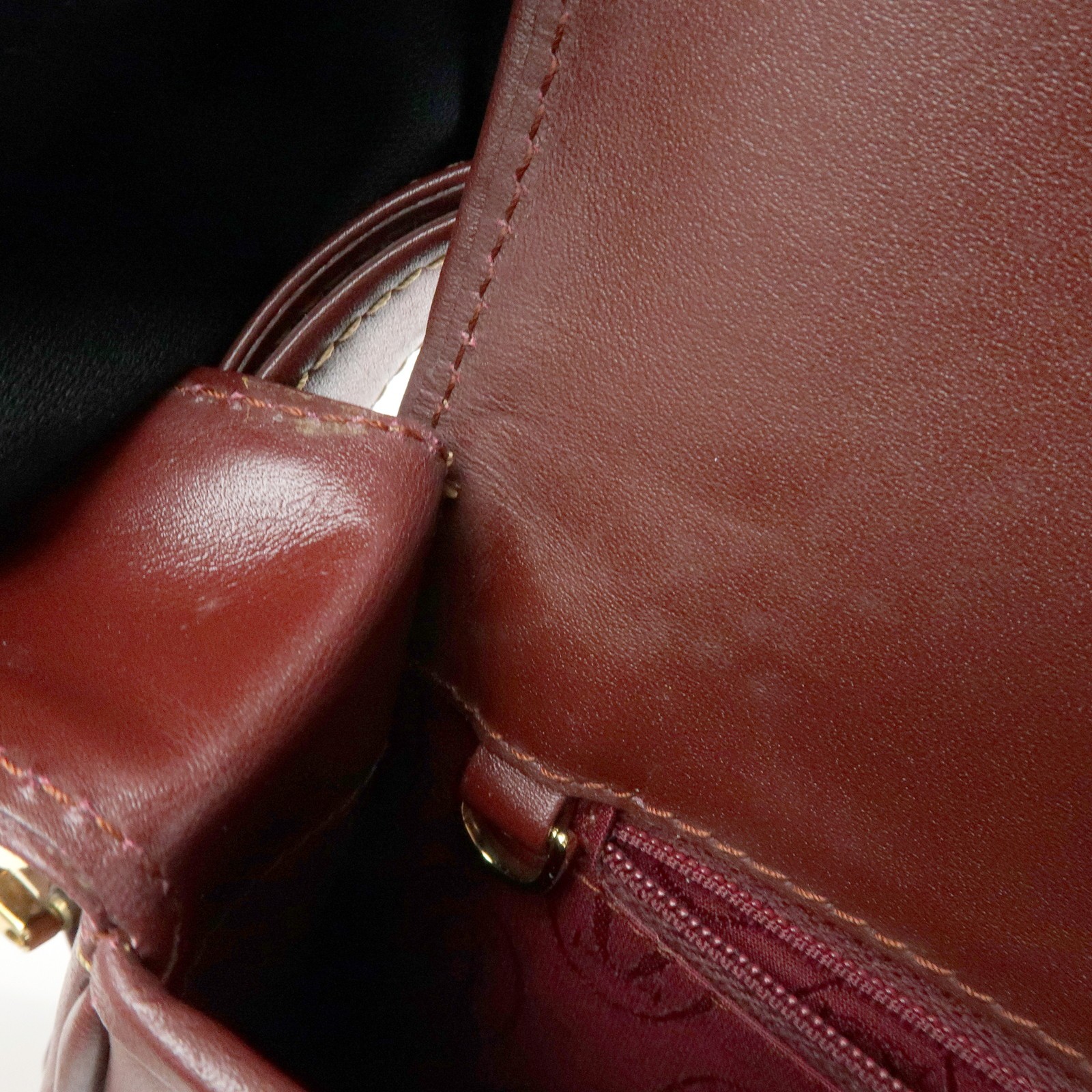 Cartier Must de Cartier Leather Shoulder Bag Crossbody Bag Bordeaux Used F/S