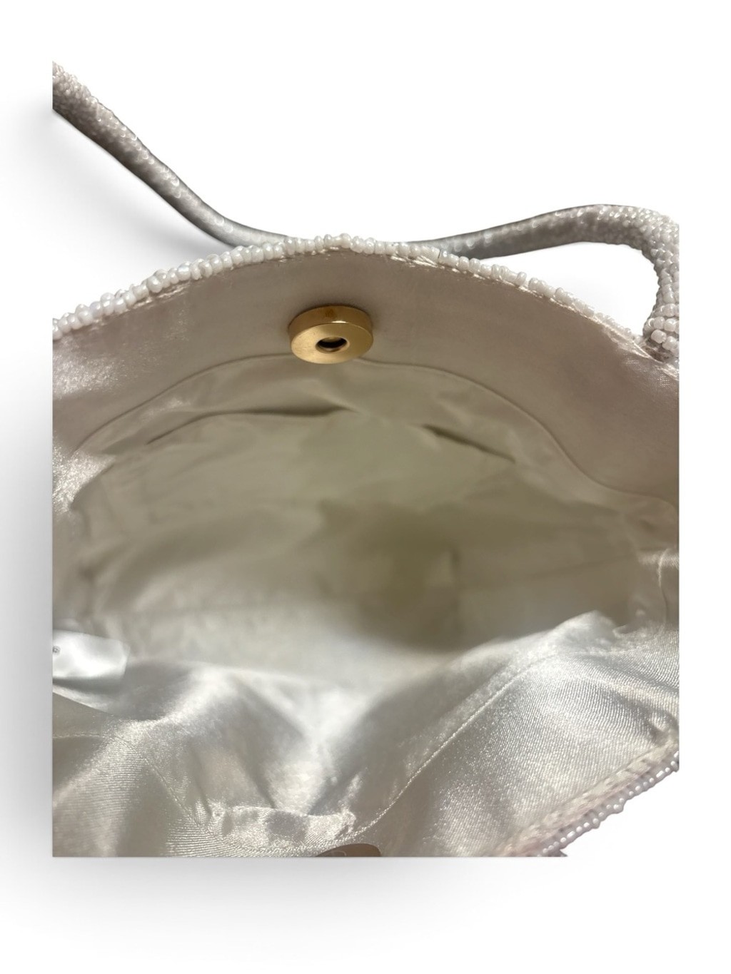 Beaded Strawberry Shoulder Bag Hand Crafted- Cream & Red Accents