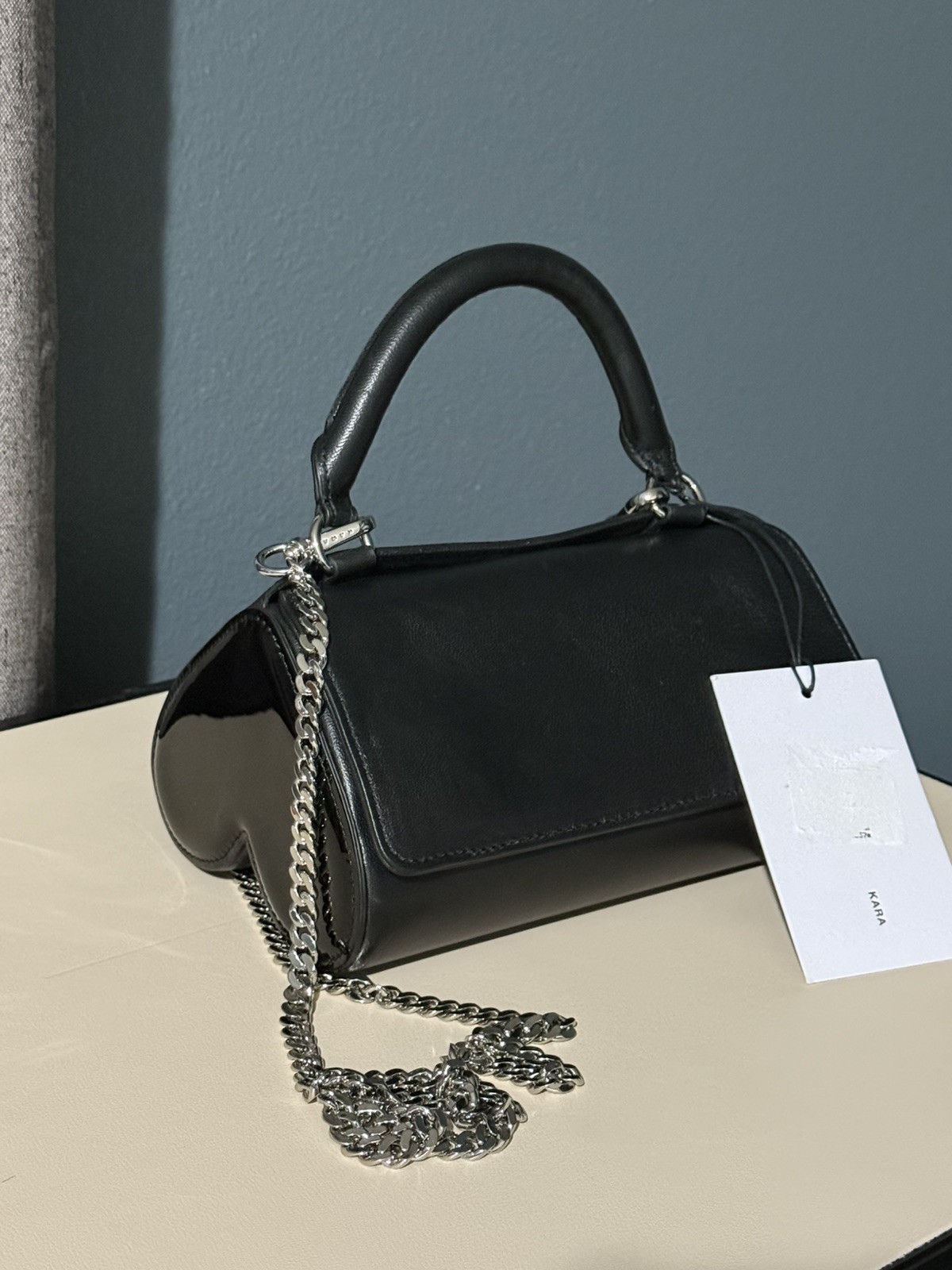 KARA Black leather Heart shaped Rare Designer Crossbody Shoulder Bag