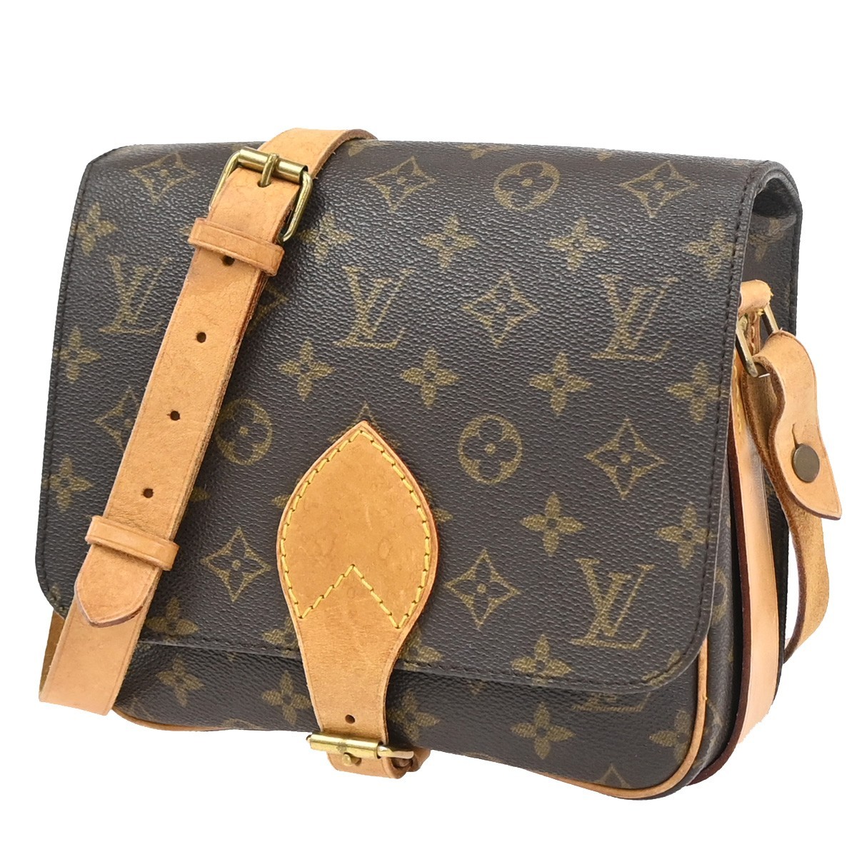 LOUIS VUITTON Cartouchiere MM Shoulder Bag Monogram Leather Brown M51253 89PA181