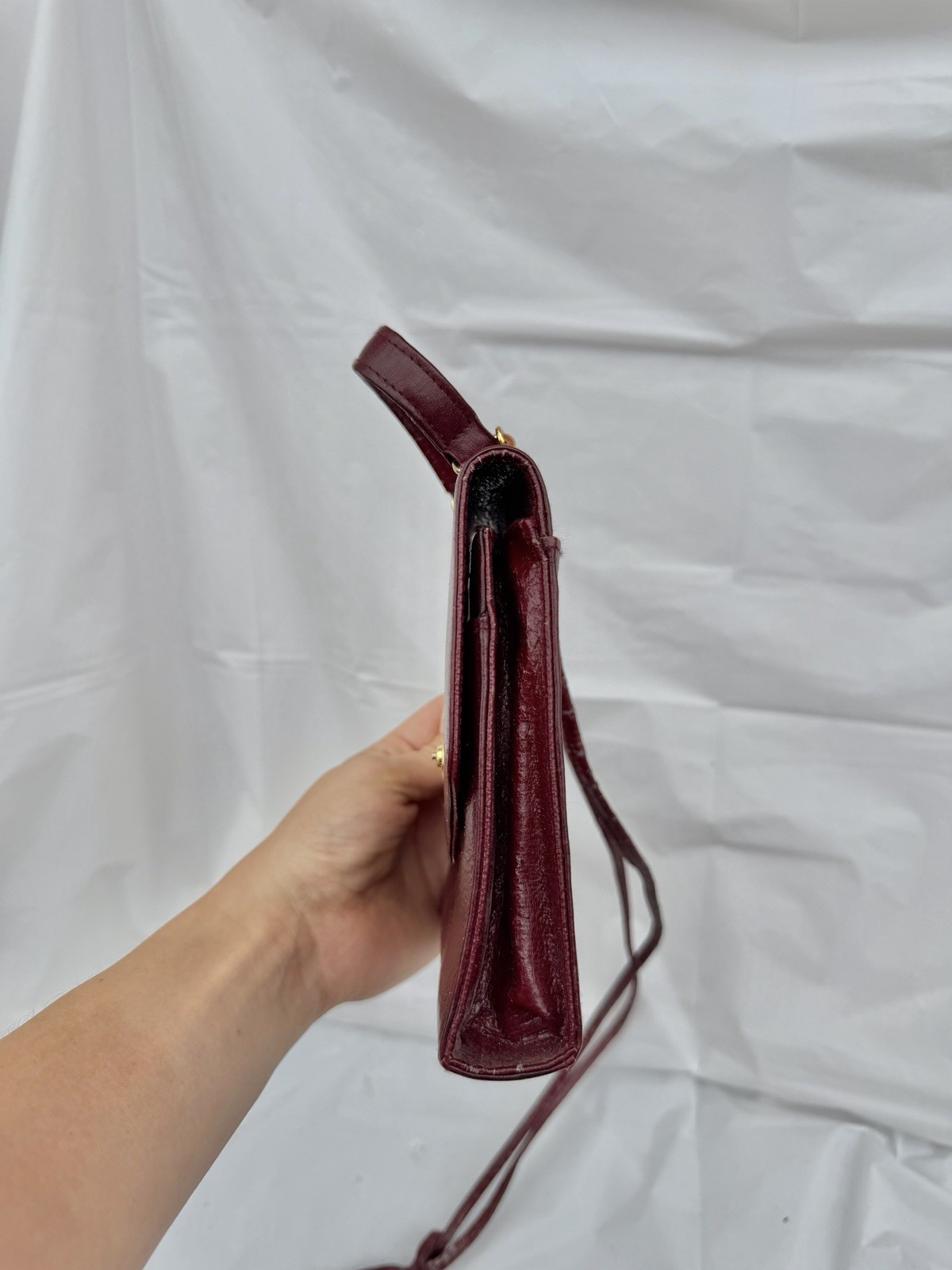Vintage Bechamel Genuine Leather & Velvet Handbag Purse, Burgundy & Evening bag