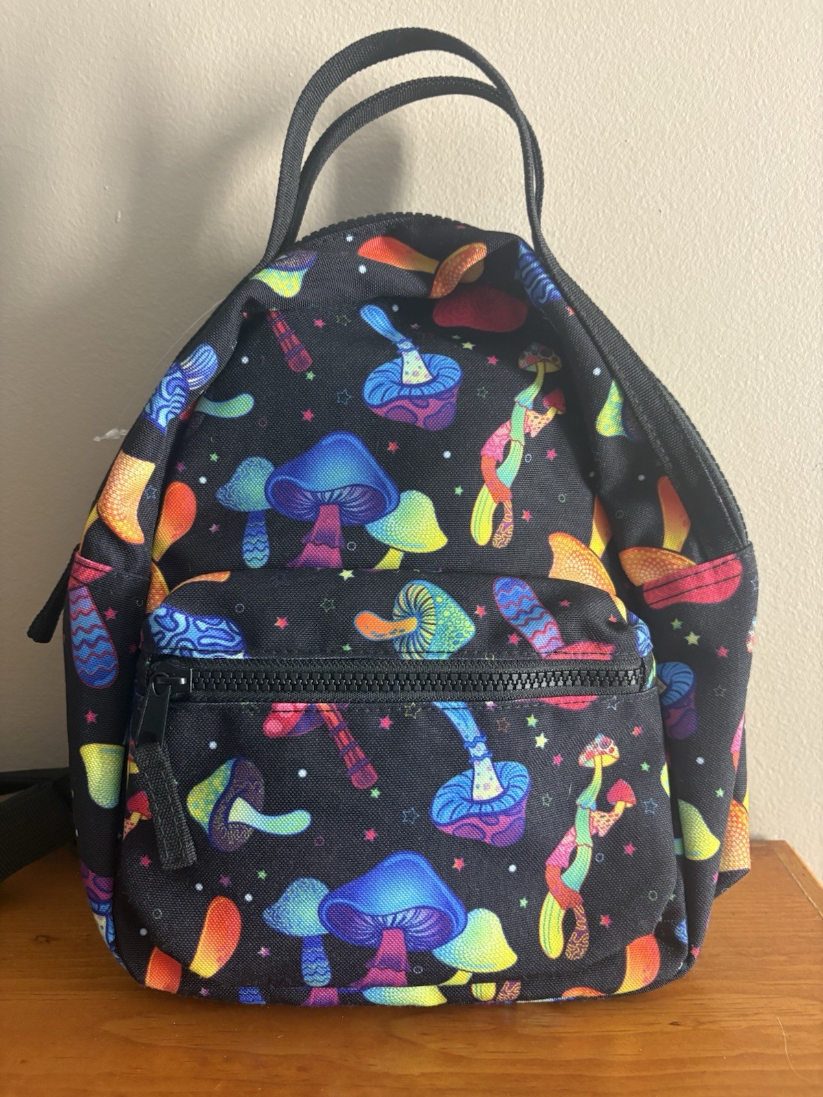 Mini Backpack 11 X 9”Mushrooms Hippy Psychedelic Colors Excellent