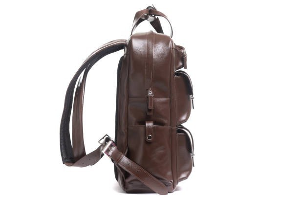 Leather Laptop Backpack for Men, Multi-Pocket Travel Rucksack, Business Work Bag