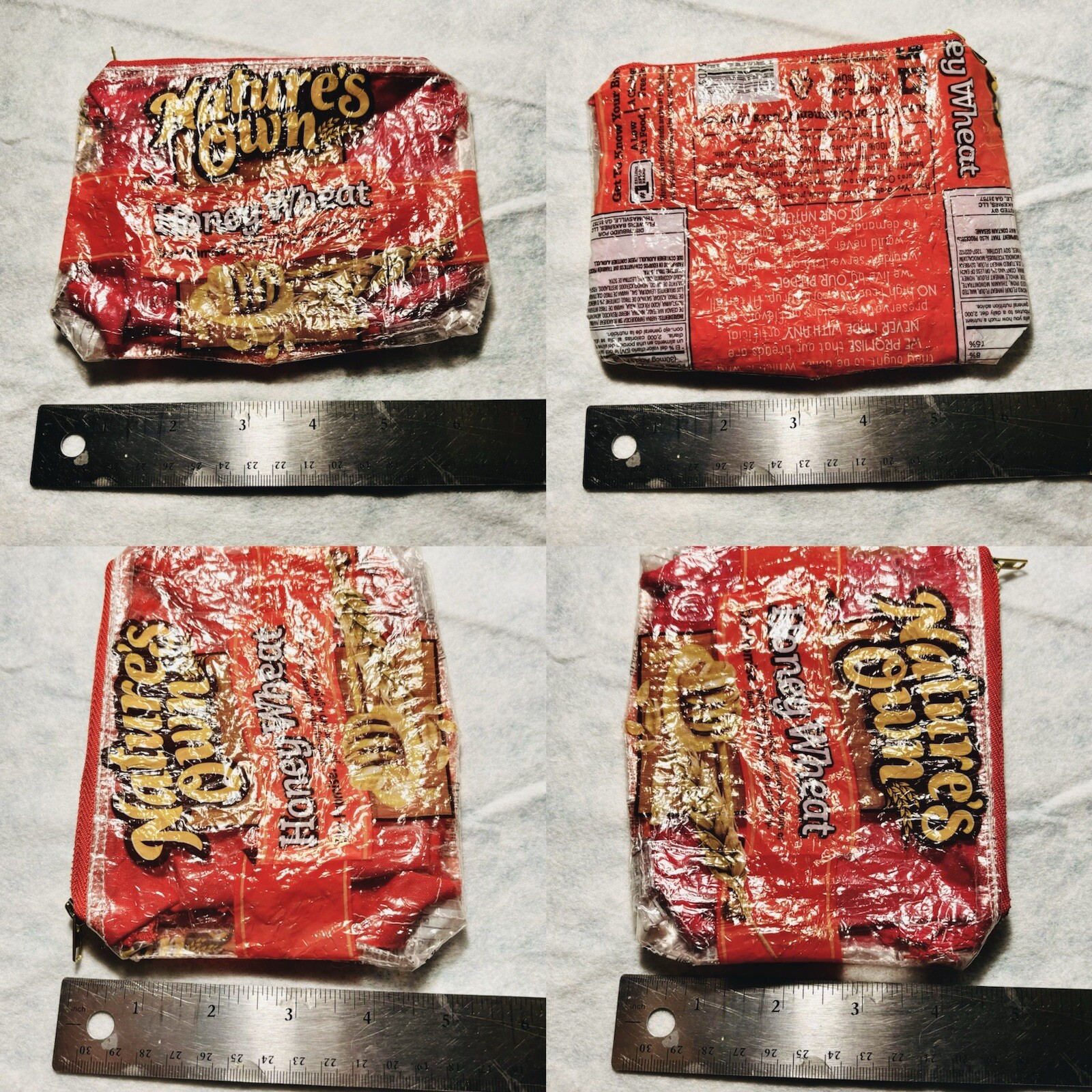 Handmade Upcycled Vinyl Fabric Pouch 5 x 6.4 in.