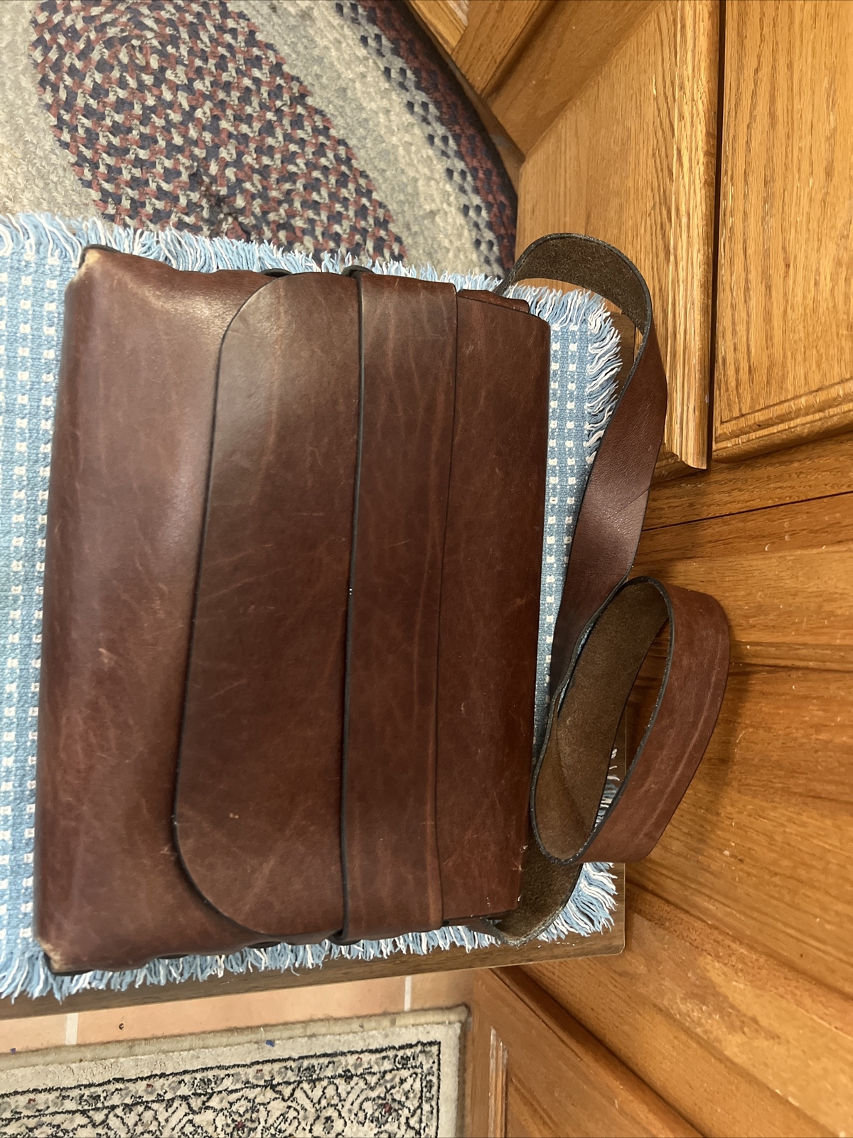 Artisan Satchel Leather Flap Bag Case Crossbody 12×10 Hand Made