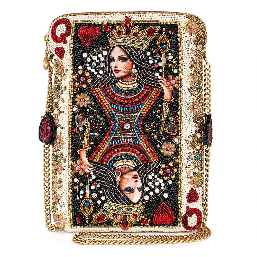 Mary Frances The Queen Mini Hand Beaded Crystal Jeweled Clutch Crossbody Bag NWT
