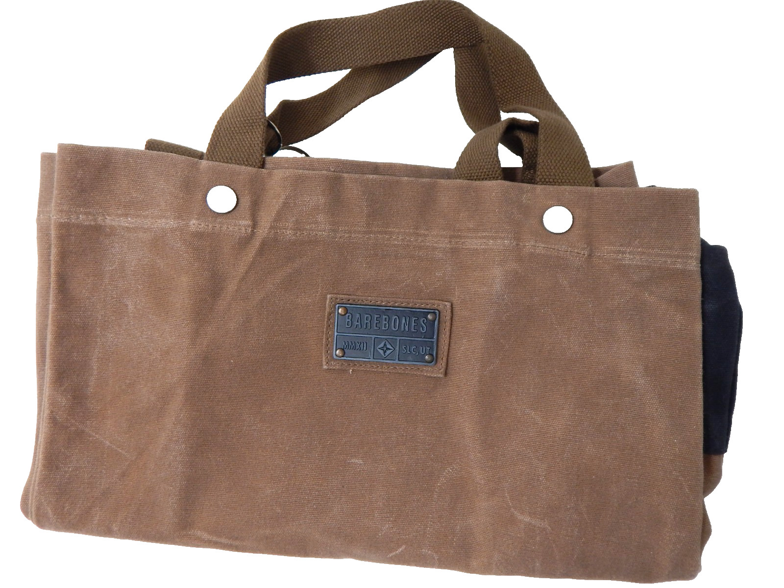 Brand new Barebones Brown Distressed Waxed Denim Oversized Open Tote Handbag
