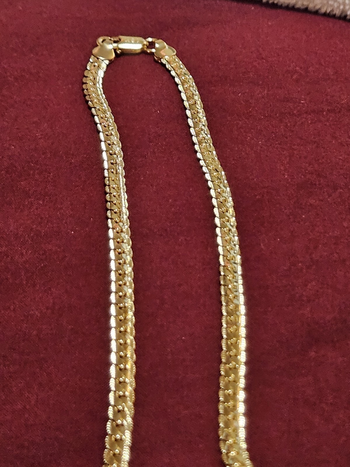 18k Stamped Gold Chain Necklace 20 In Long & A Matching Bracelet 7 Inch