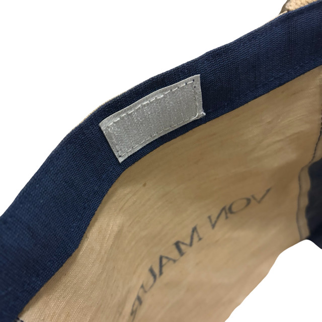 Von Maur Canvas Tote Bag Blue & Tan Shopper Beach Travel Carryall