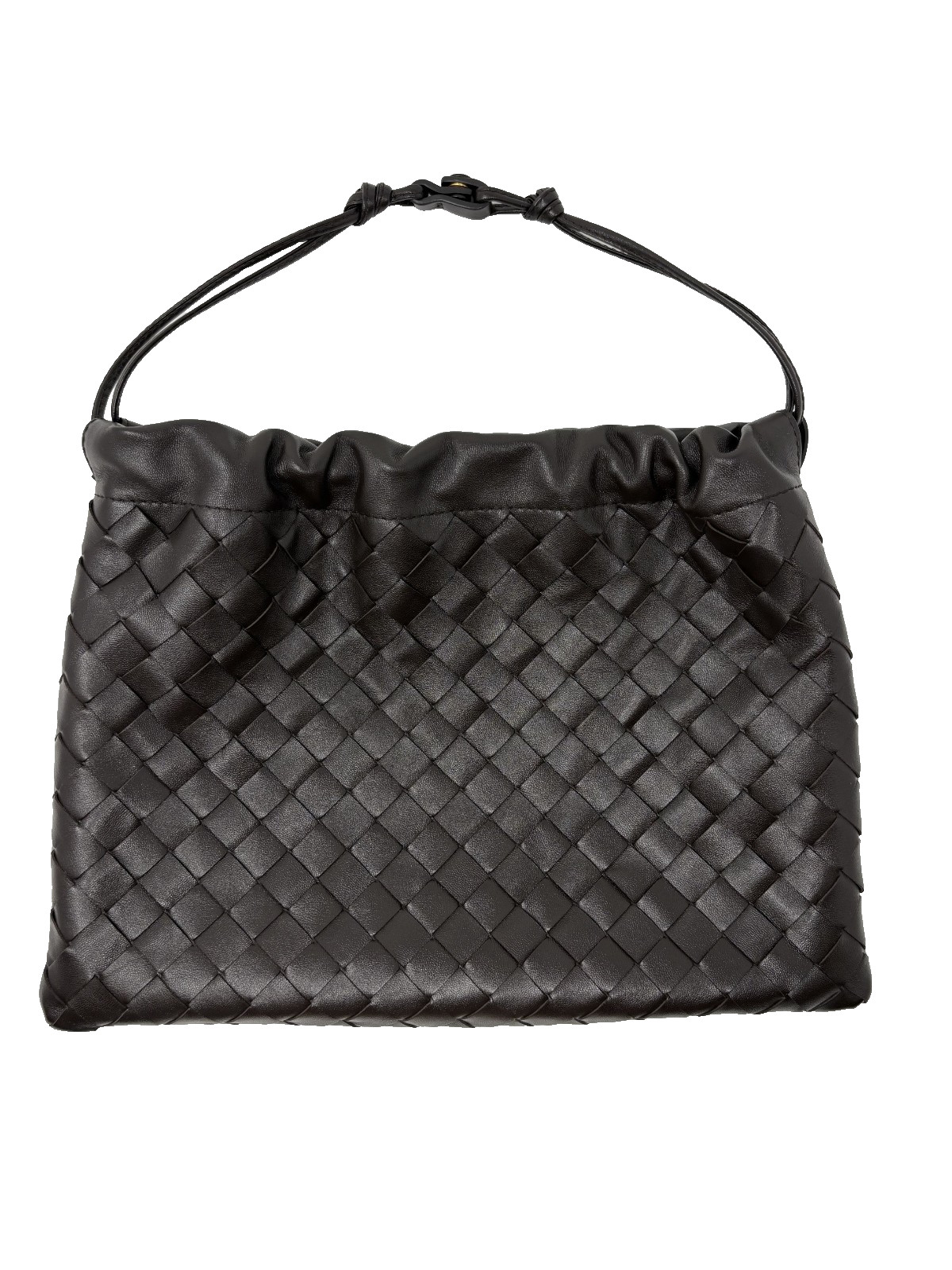 Bottega Veneta Drawstring Bag Intrecciato Calf Leather Fondant Chocolate Brown