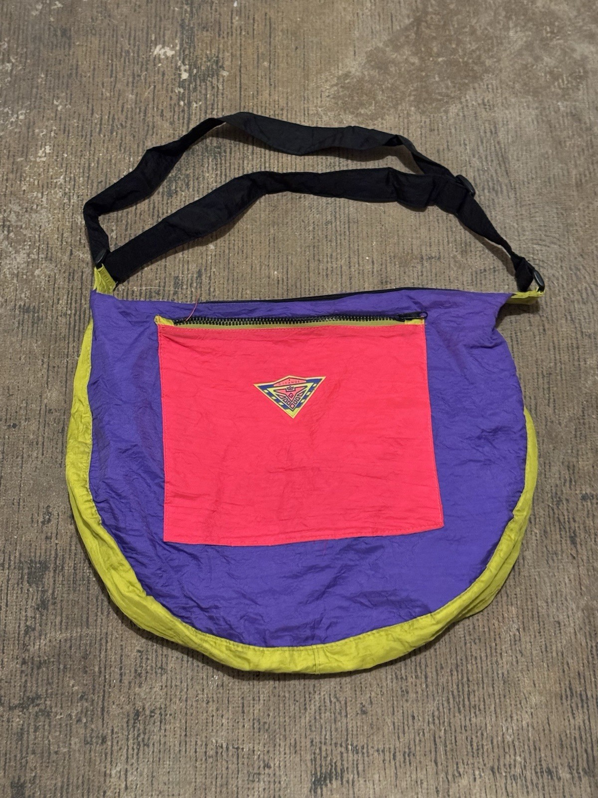 Vintage 90s Gitano Colorblock Tote Bag Purple Pink Yellow Retro Shoulder Bag