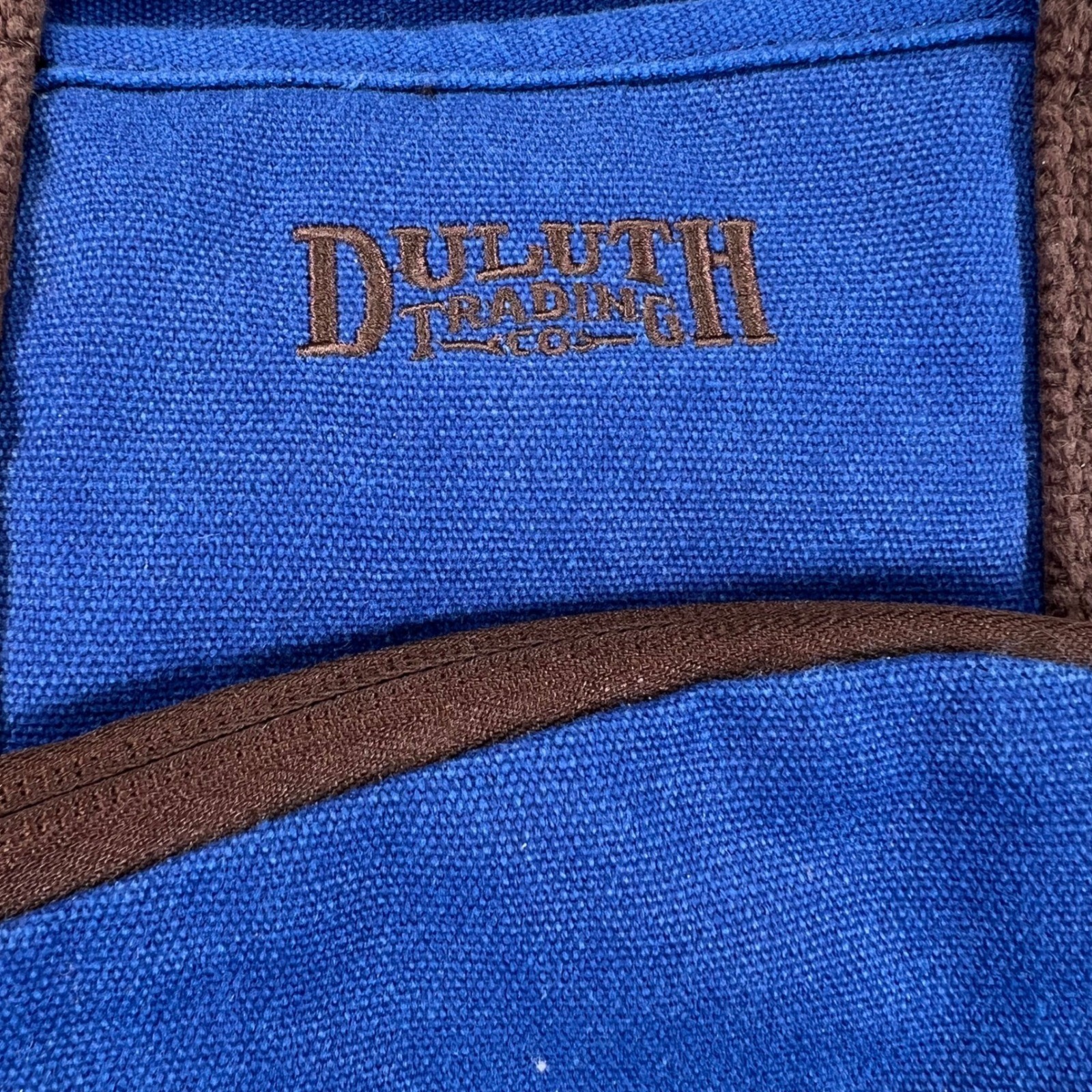 Duluth Trading Co Canvas Tote Bag Blue Brown Utility Workwear Carryall Organizer