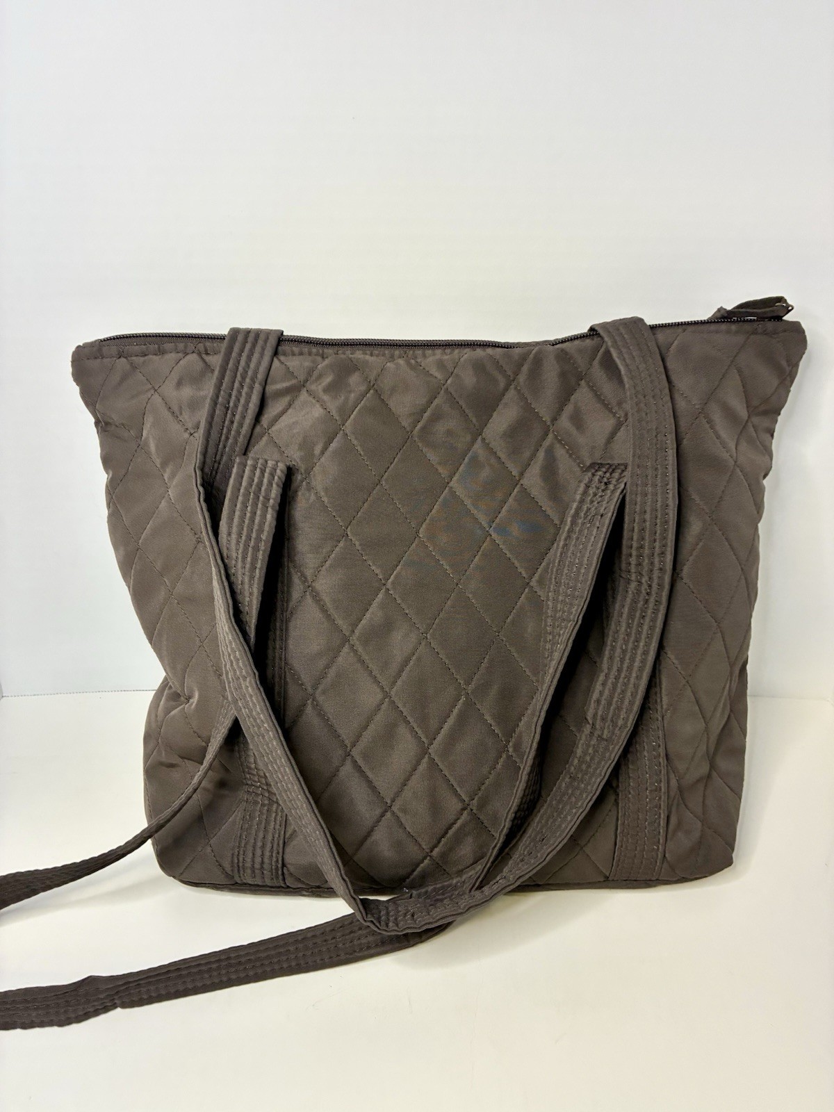 Braciano Quilted Brown Tote Bag Lined Lightweight Pockets Shoulder Bag