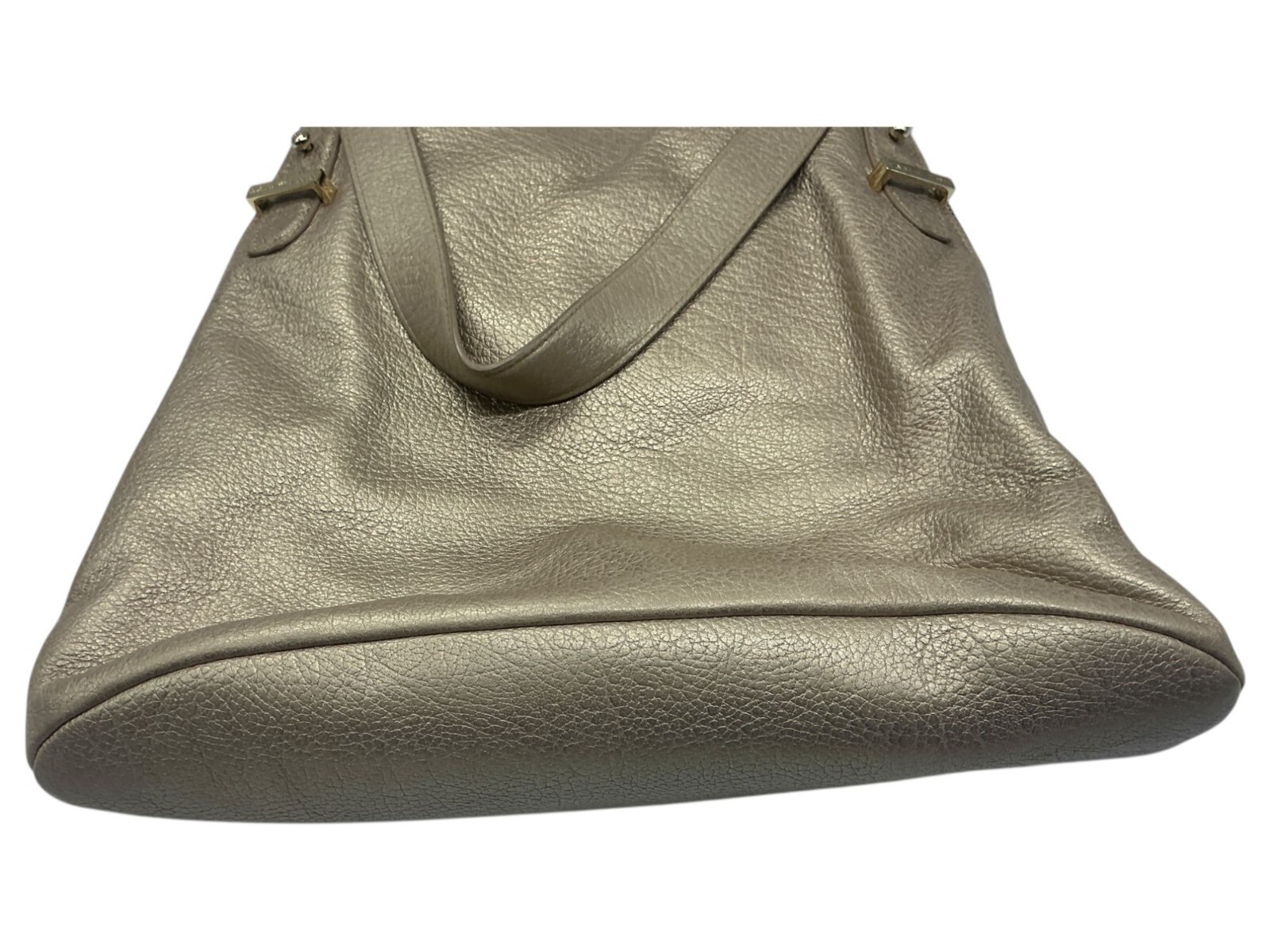 Elaine Turner Metallic Gold Pebbled Leather Large Shoulder Bag
