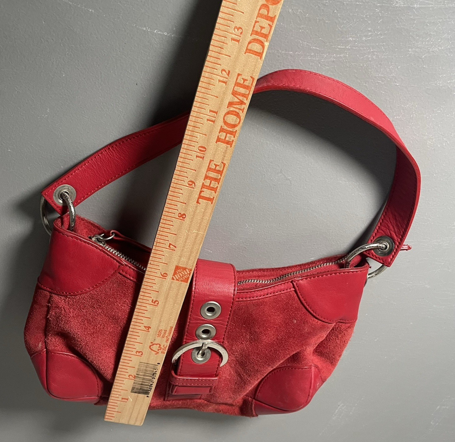 Bath And Body Works Red Suede Leather Purse Shoulder Bag
