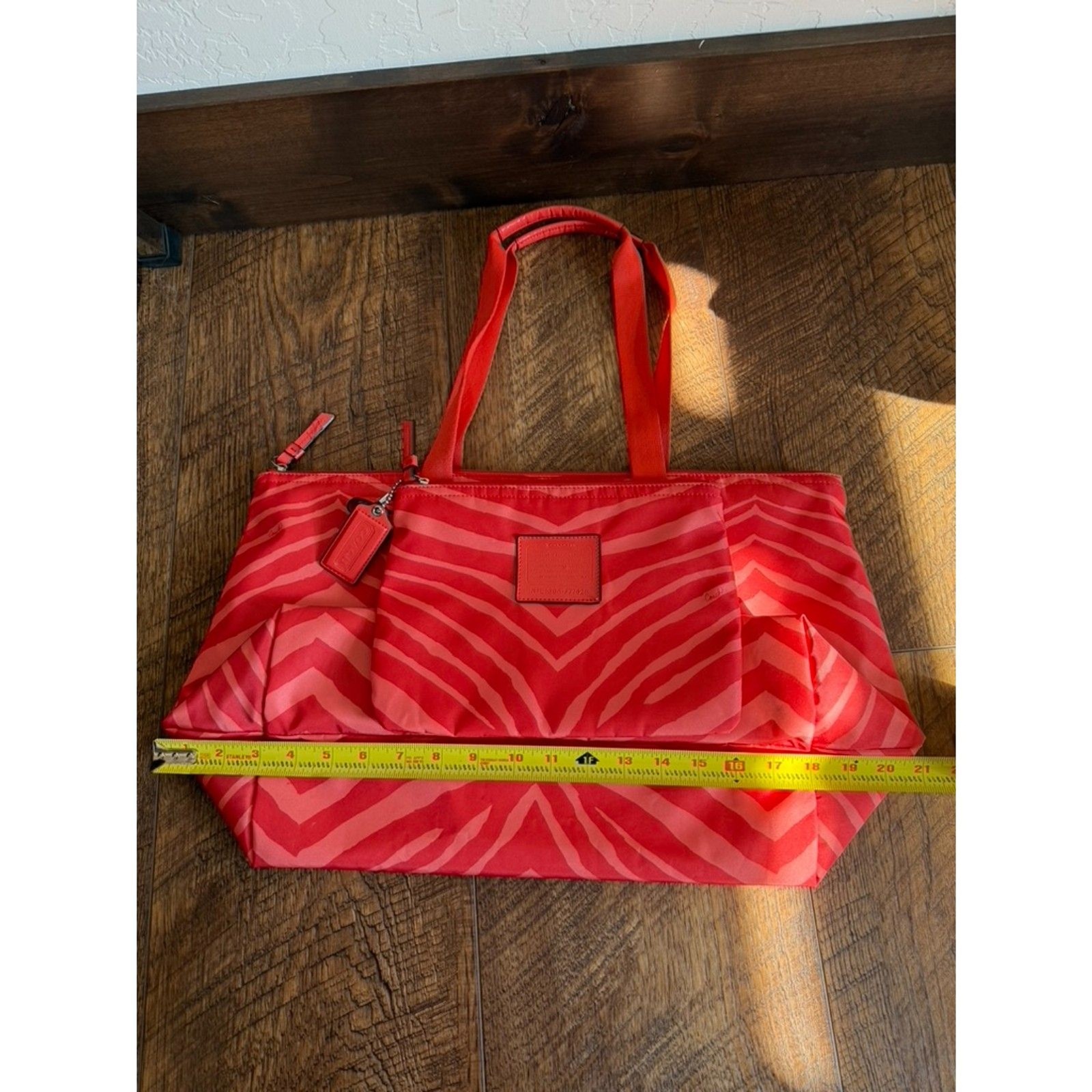 Coach Getaway Zebra Print Packable Weekender Tote with Matching Pouch