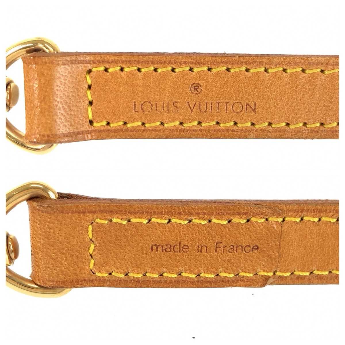 LOUIS VUITTON Nume leather Shoulder strap Beige Brown Gold Hardware leather LV