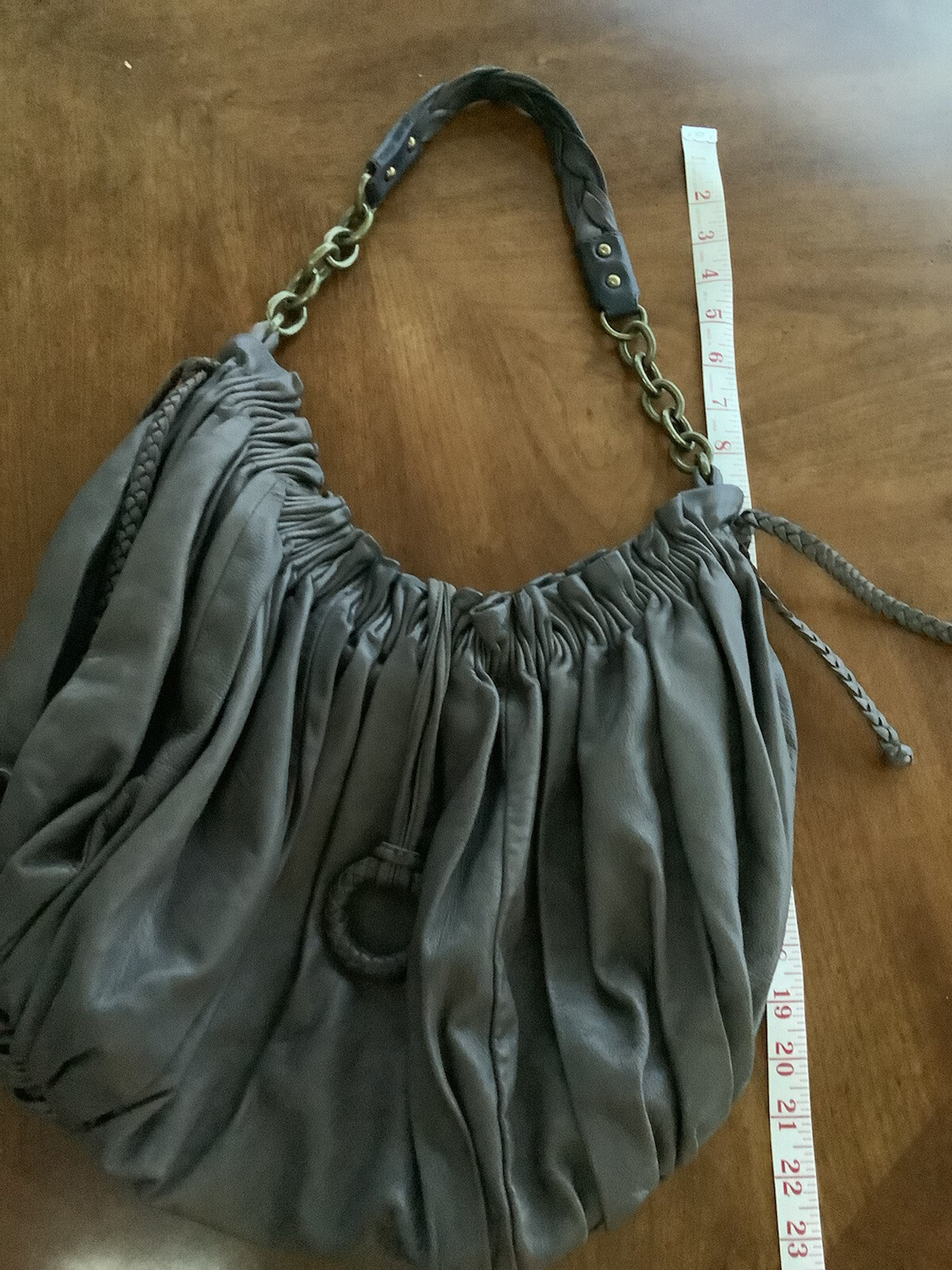 BCBG MAXAZRIA Super Soft Gray Caviar Leather Purse NWOT
