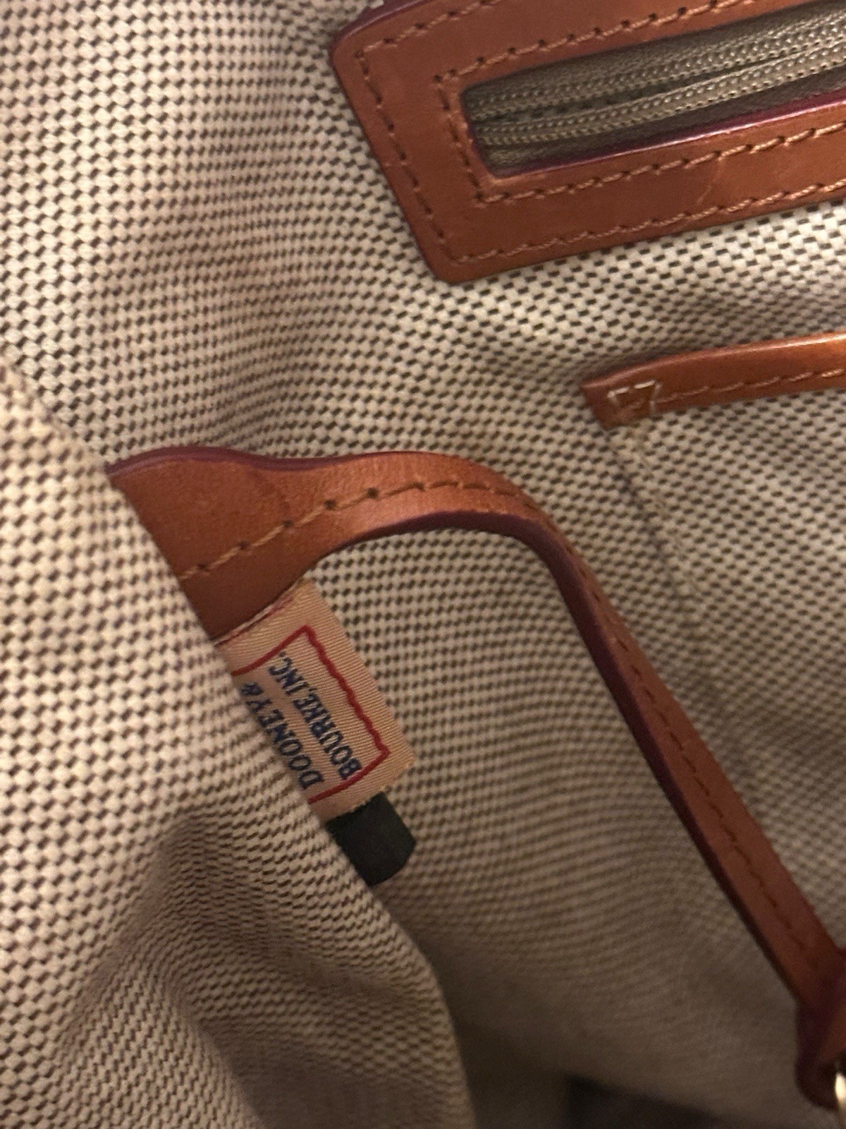 Dooney & Bourke Signature DB Logo Tan Canvas Braided Leather Shoulder Handbag