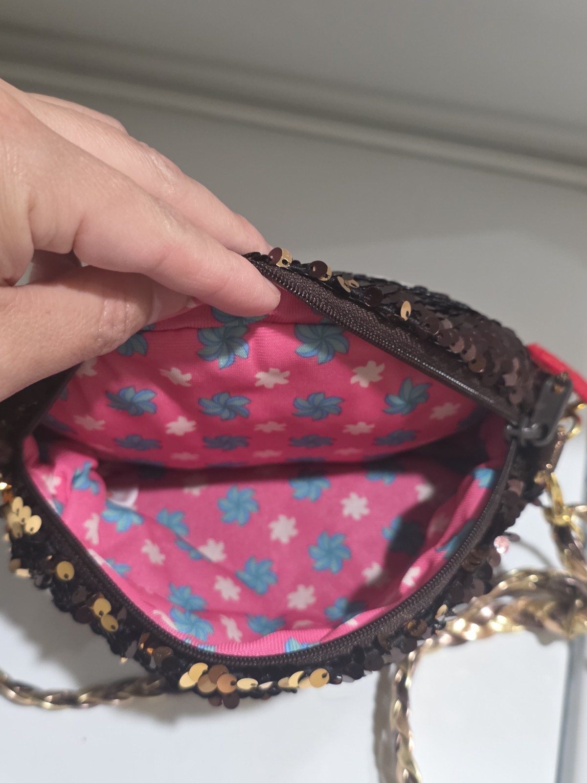 Ty Beanie Boos Sloth Round Crossbody Bag Zip Detachable Strap Black/Gold