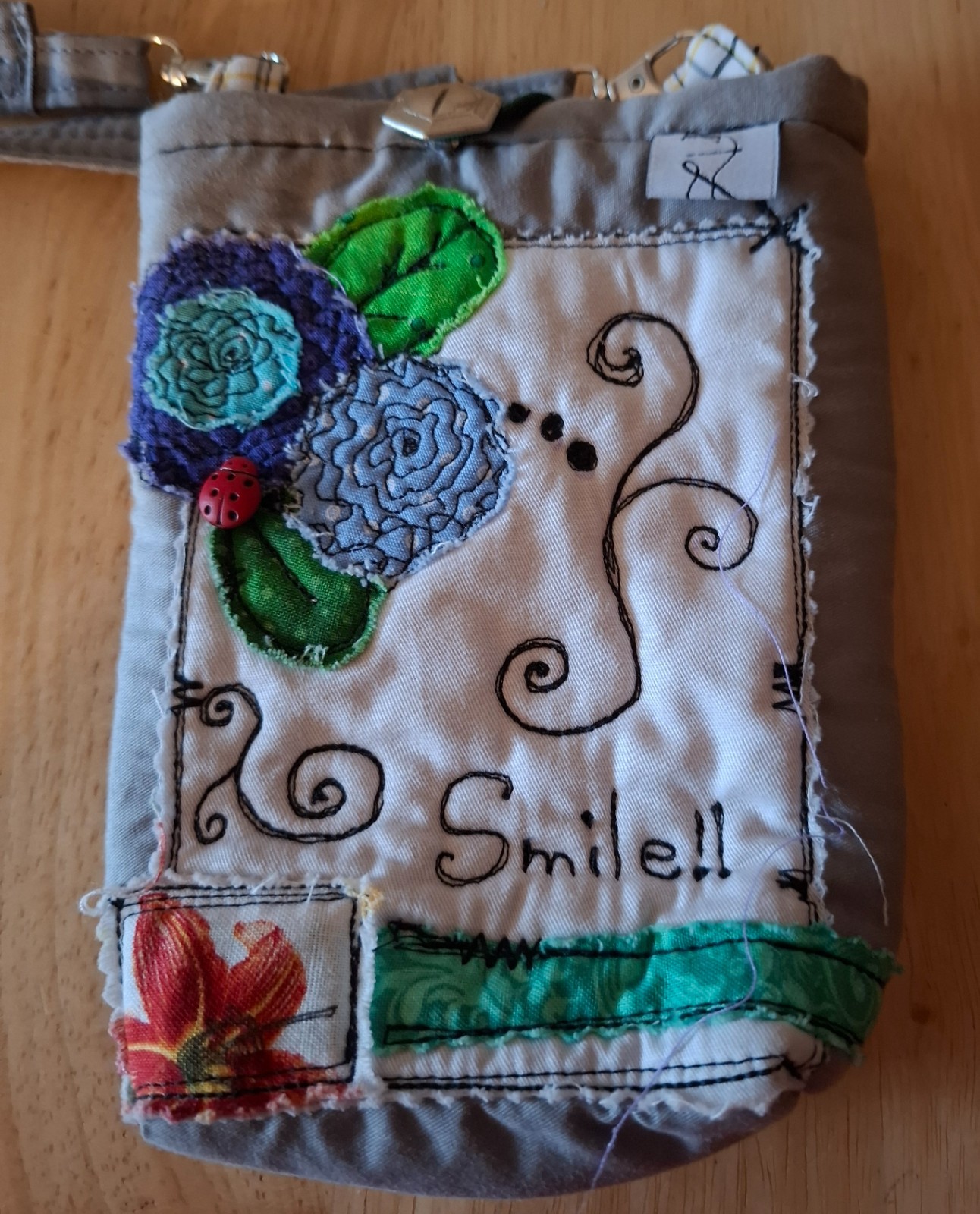 Artisan Handcrafted Lulu Crossbody Purse Embroidered Fabric Elastic Loop Closure