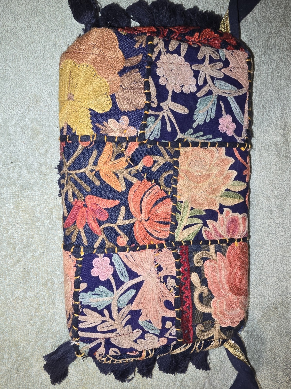 Vintage Unique Embroidered Crossbody Floral Bag Hand Stiched Super Clean