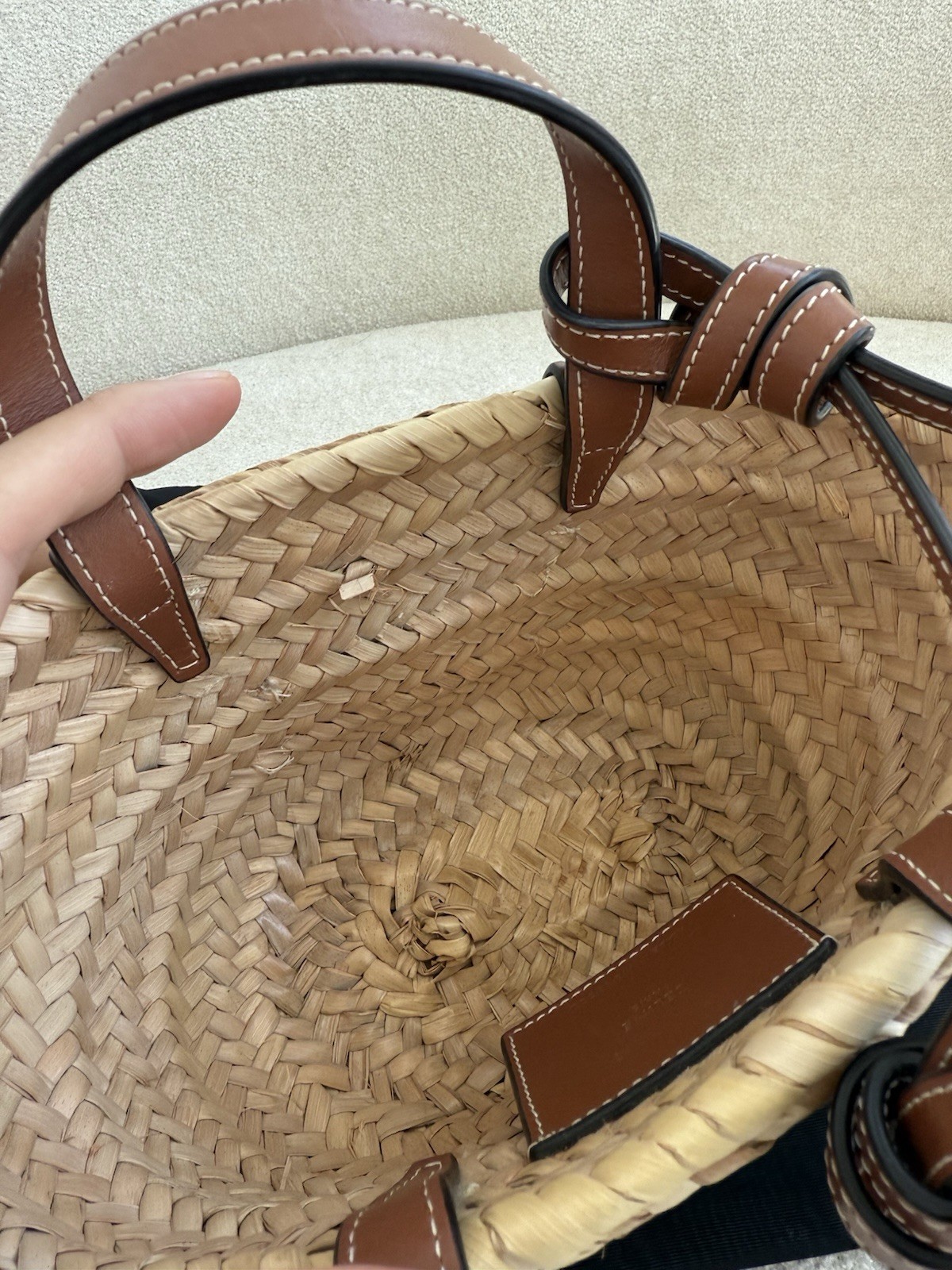Celine Panier Shoulder Bag Raffia and Leather Brown