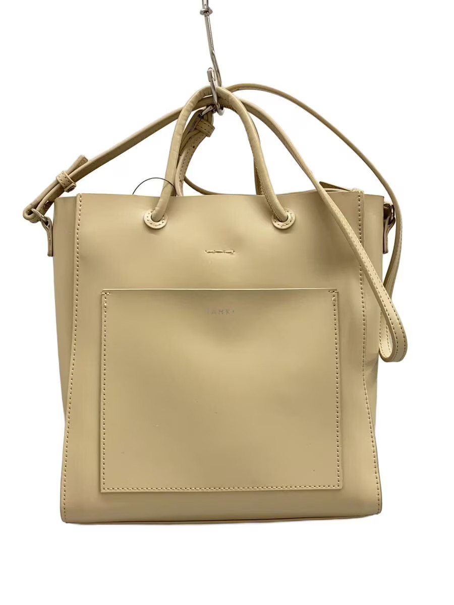 YAHKI Double-Face 2-Way Shoulder Bag Leather BEG