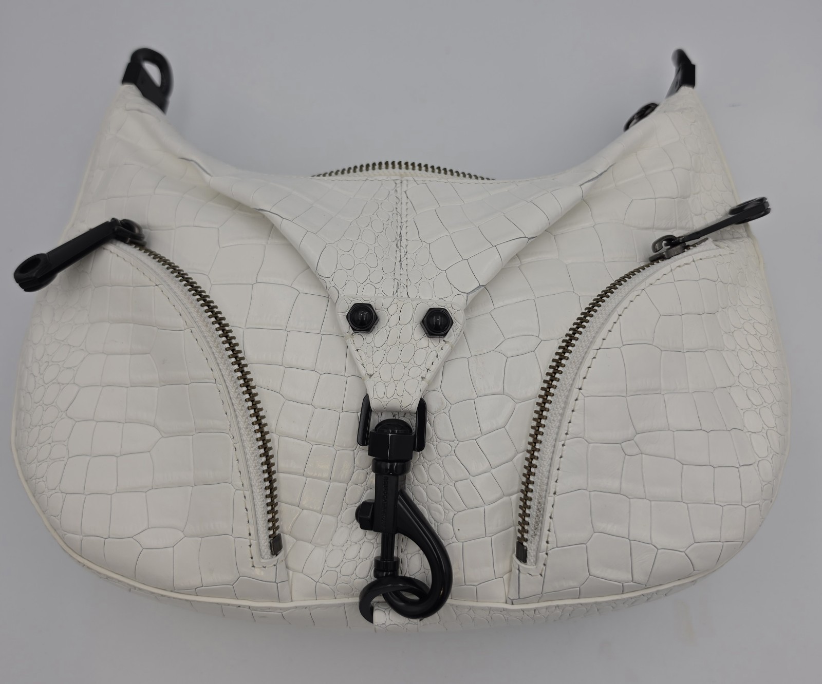 Rebecca Minkoff Julian Croissant Croc Bag Optic White MISSING STRAP