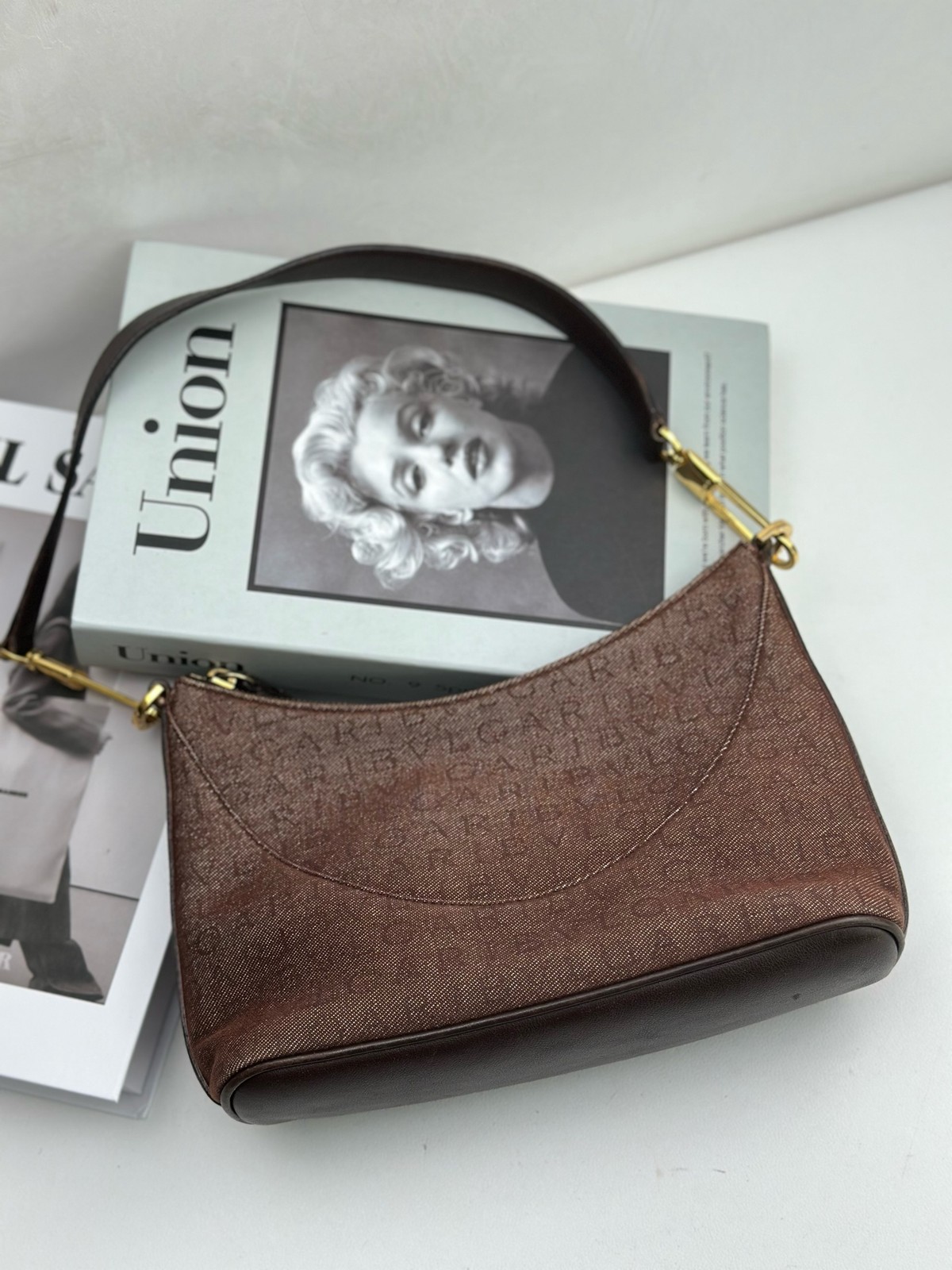 Bvlgari Bulgari Bulgari Normal Size Brown Denim Shoulder Bag Duty Paid