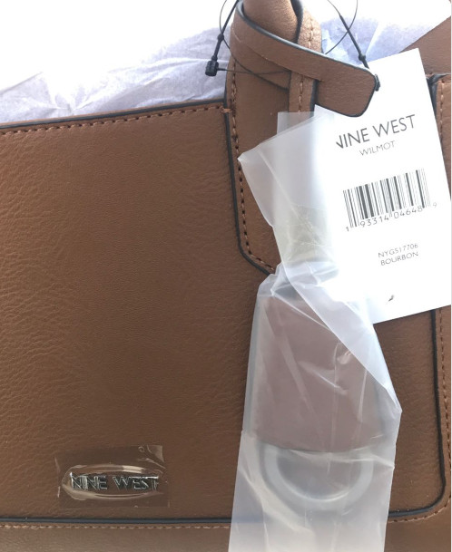 Nine West WILMONT Bourbon Brown Satchel Shoulder Bag NWT Purse Extra Strap