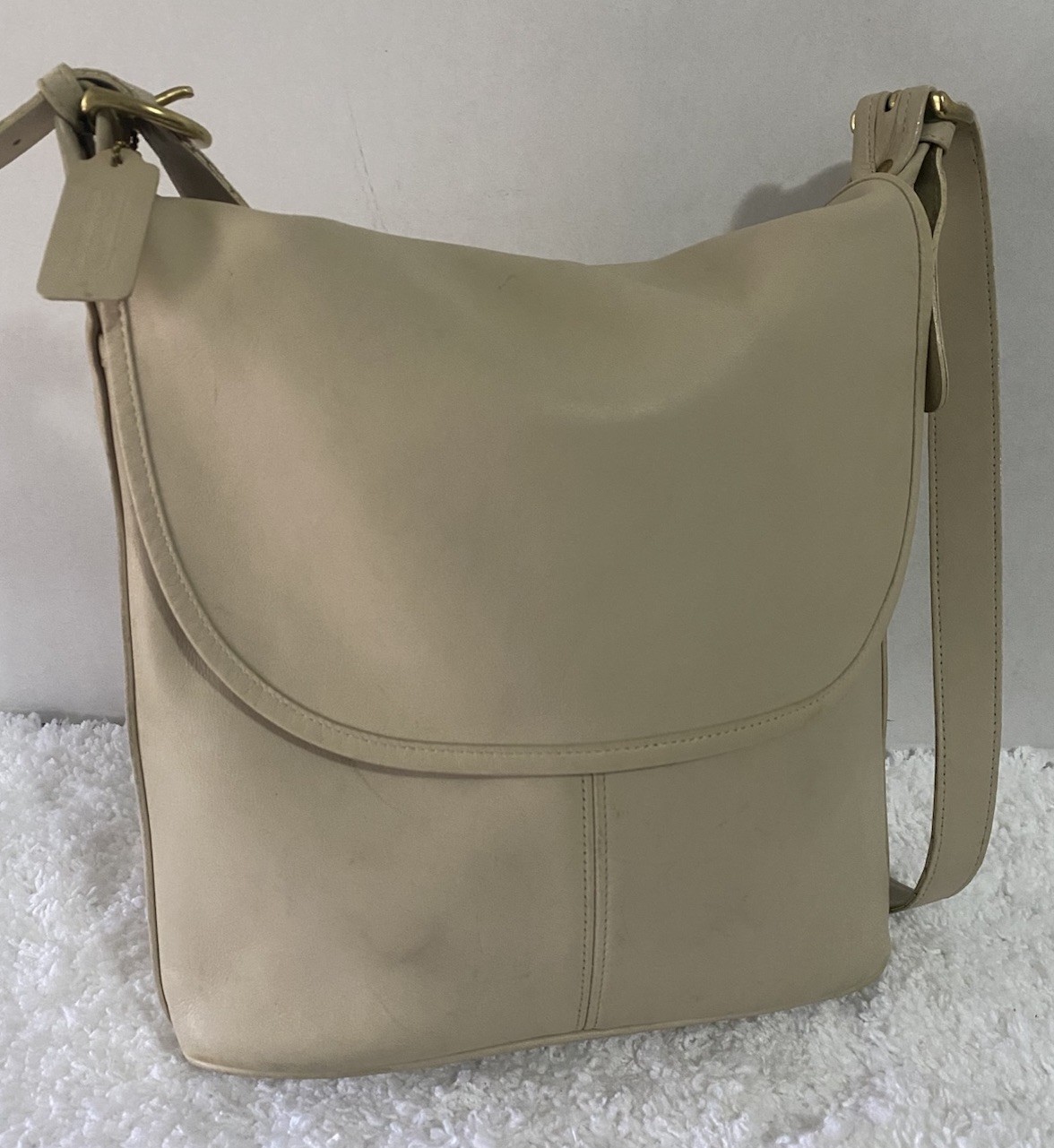 Vintage Coach Whitney Shoulder Bag Leather USA Bone White 4115