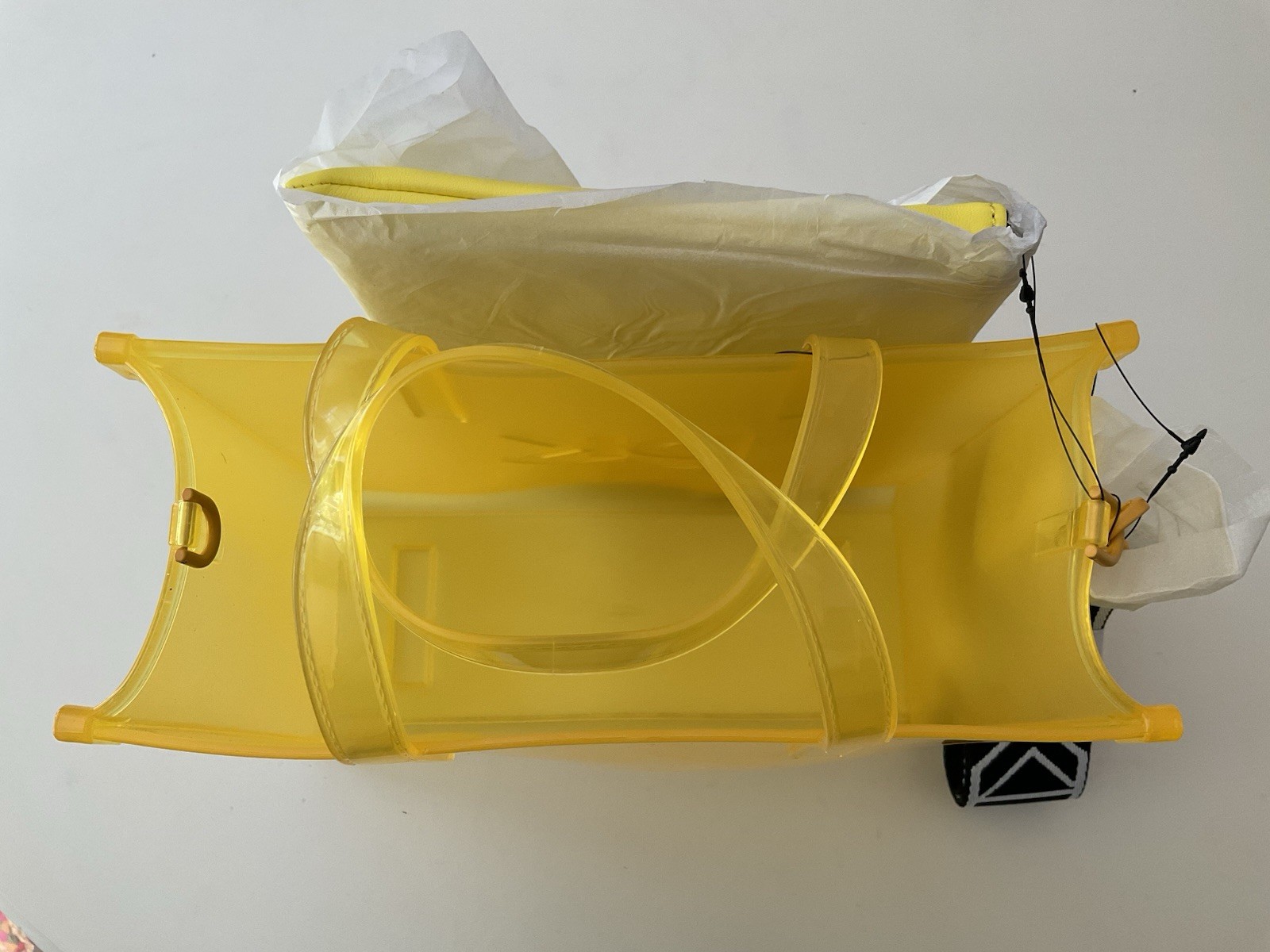 NWT DKNY Jelly Bag Hadlee Small Tote Clear Daffodil Yellow See Through