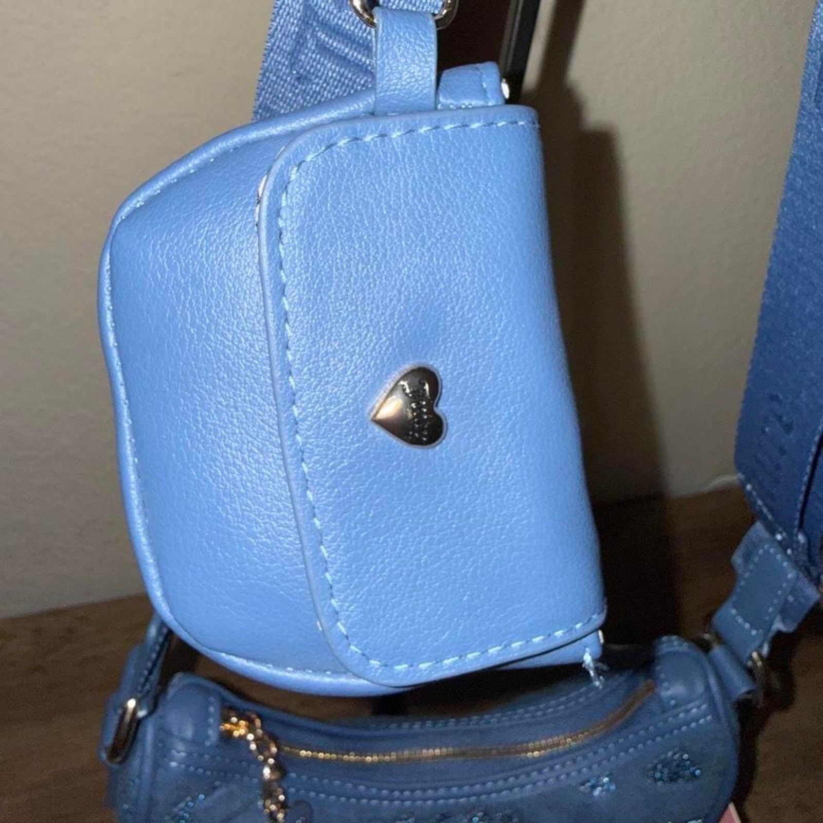 Juicy Couture P ink League Denim Custom One Of one Blinged Out Blue Jeans Purse