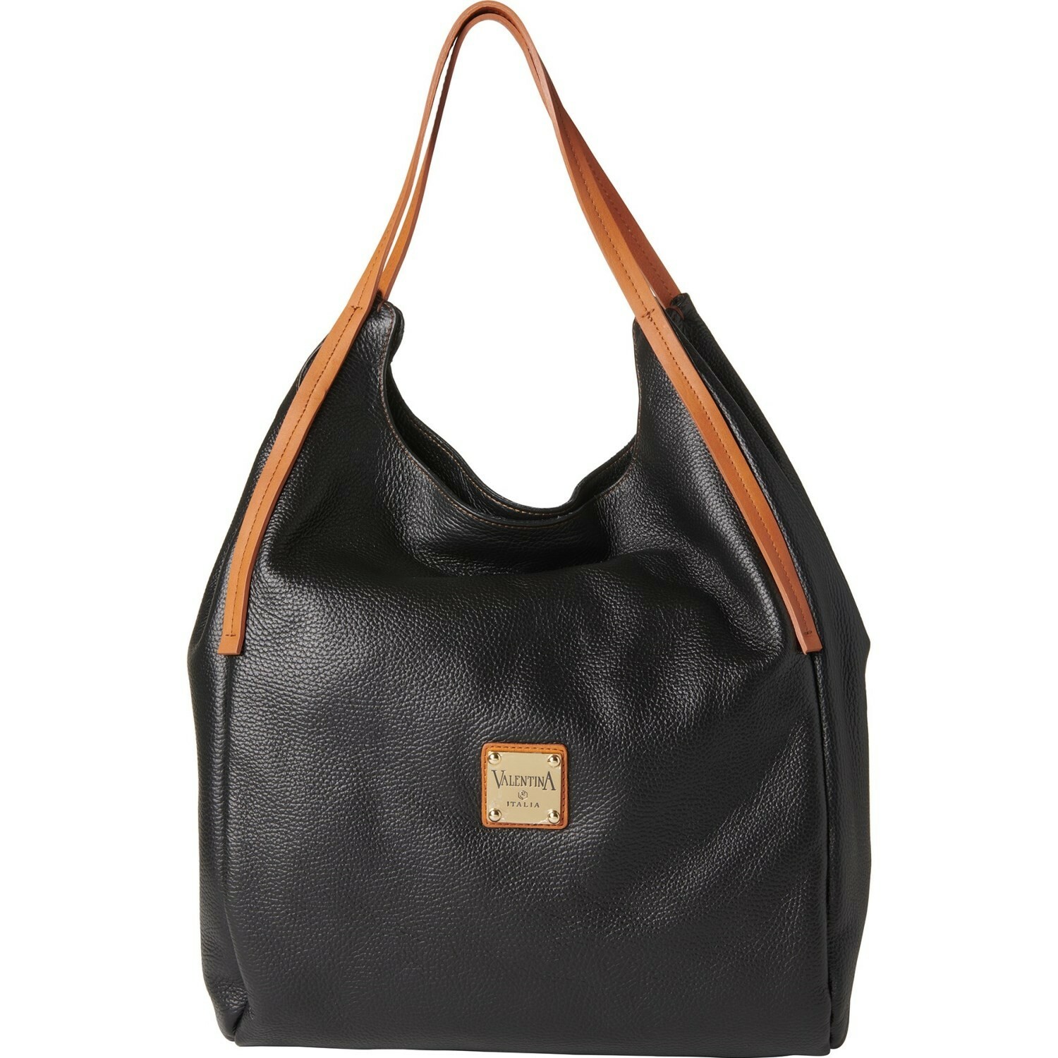 VALENTINA ITALY SUPPLE PEBBLED LEATHER HOBO BLACK GRAY BEIGE HANDBAG $170 NEW