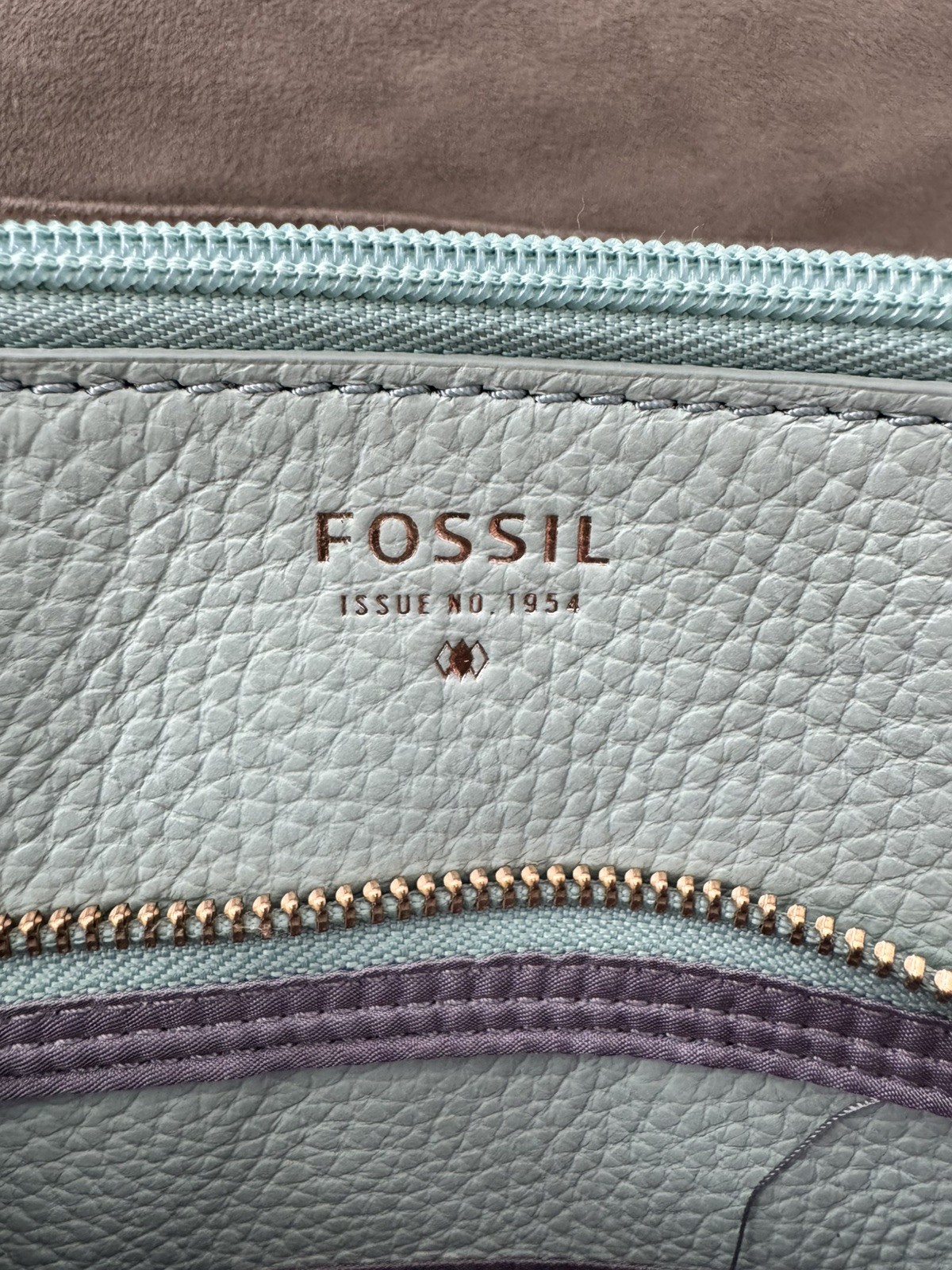 Fossil Pebbled Leather Crossbody Bag Robins Egg Blue RFID Wallet Zip Around Set